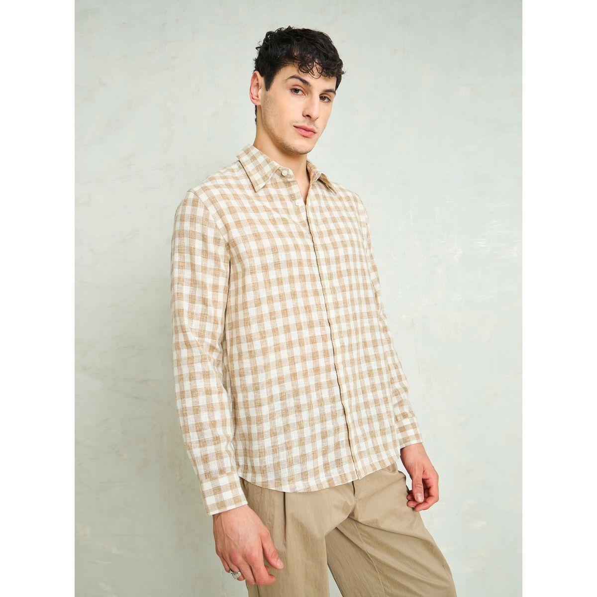 قميص بطبعة مربعات وقصة مريحة-men-clothing-shirts-image-3