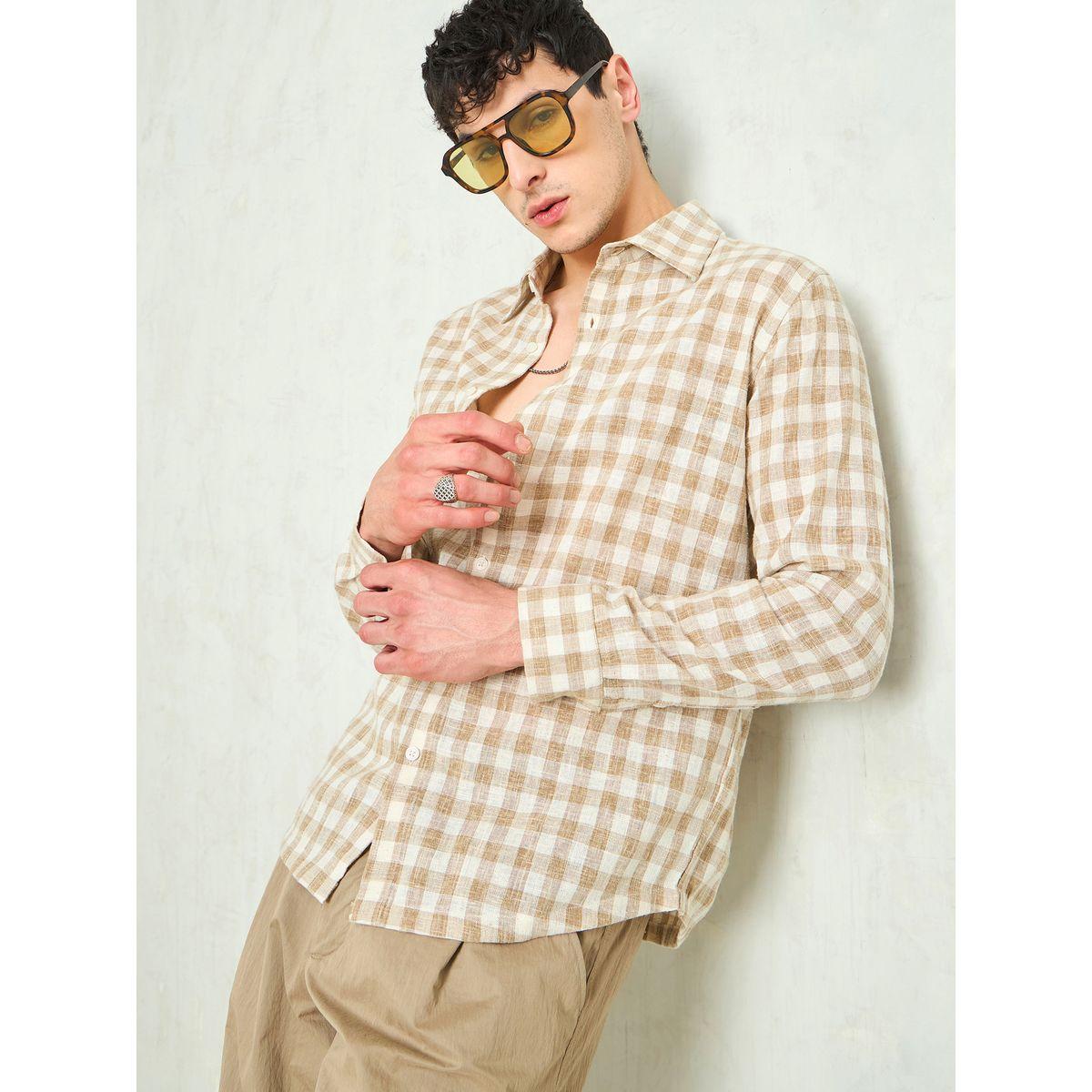 قميص بطبعة مربعات وقصة مريحة-men-clothing-shirts-image-4