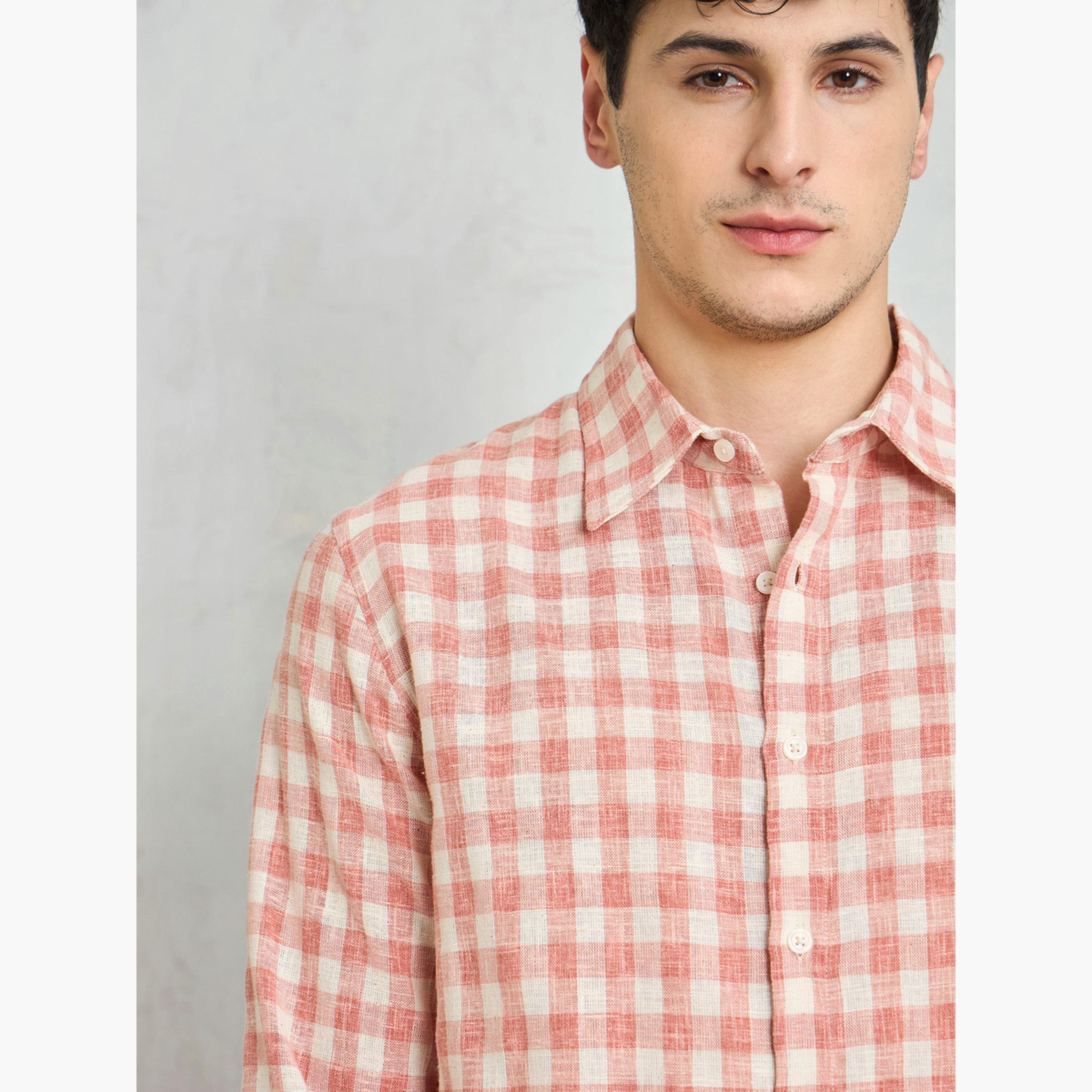 Sassafras Pink Checked Relaxed Fit Shirt-men-clothing-shirts-image-4