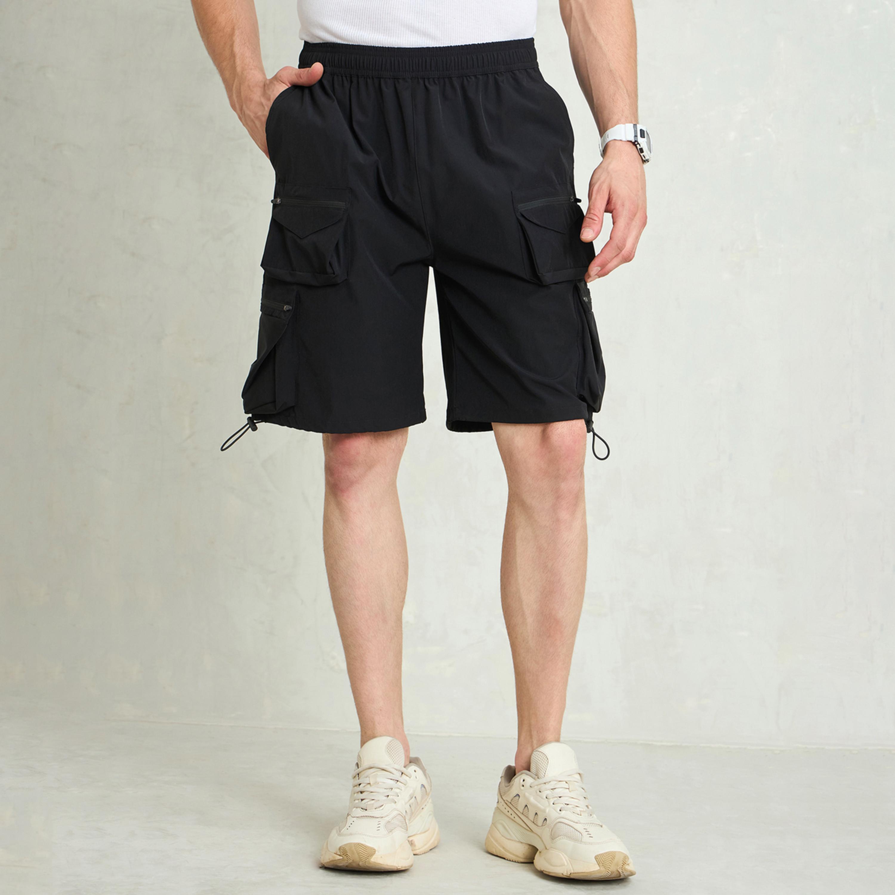 Sassafras Men Black Utility Pocket Parachute Shorts-men-clothing-bottoms-shorts-image-1