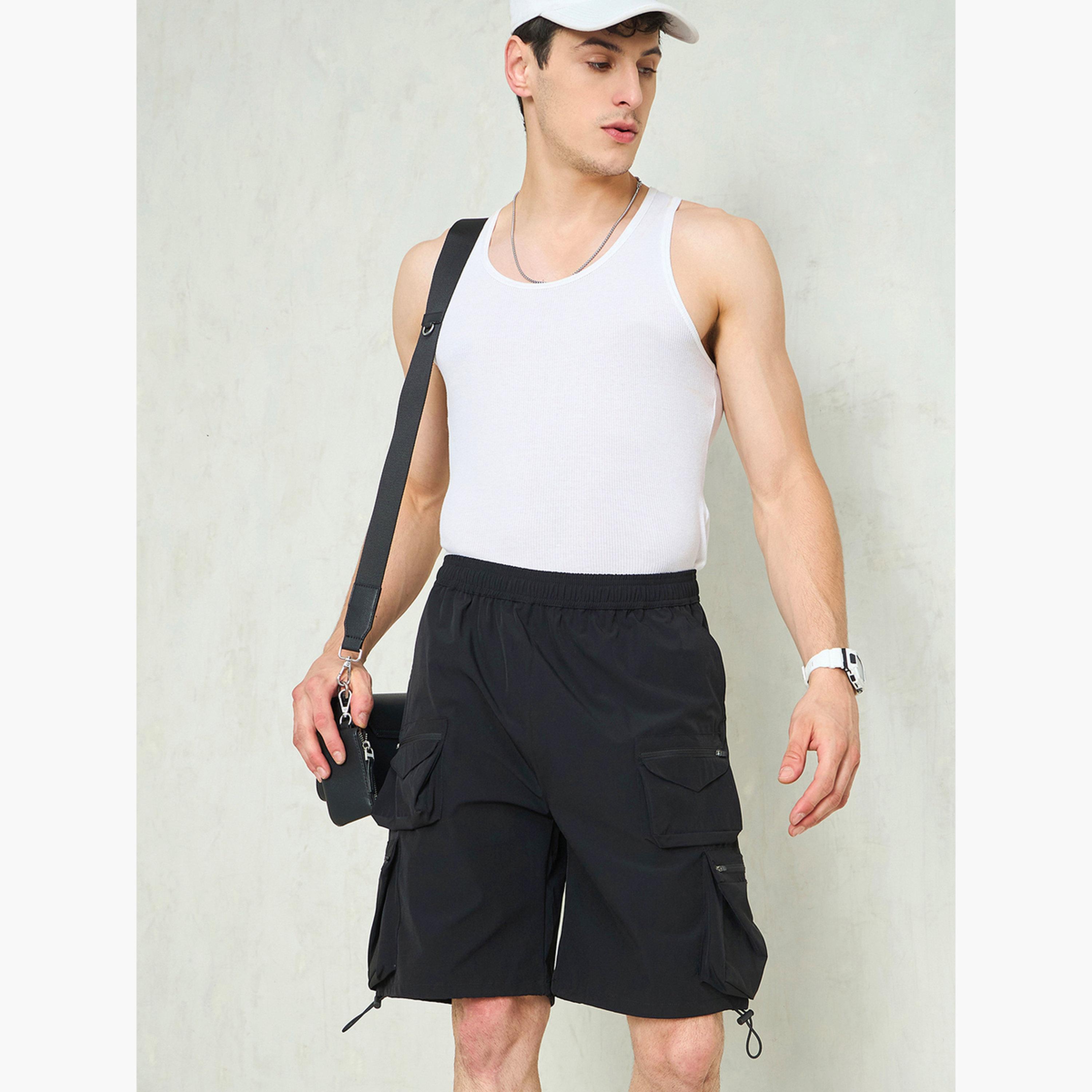 Sassafras Men Black Utility Pocket Parachute Shorts-men-clothing-bottoms-shorts-image-2