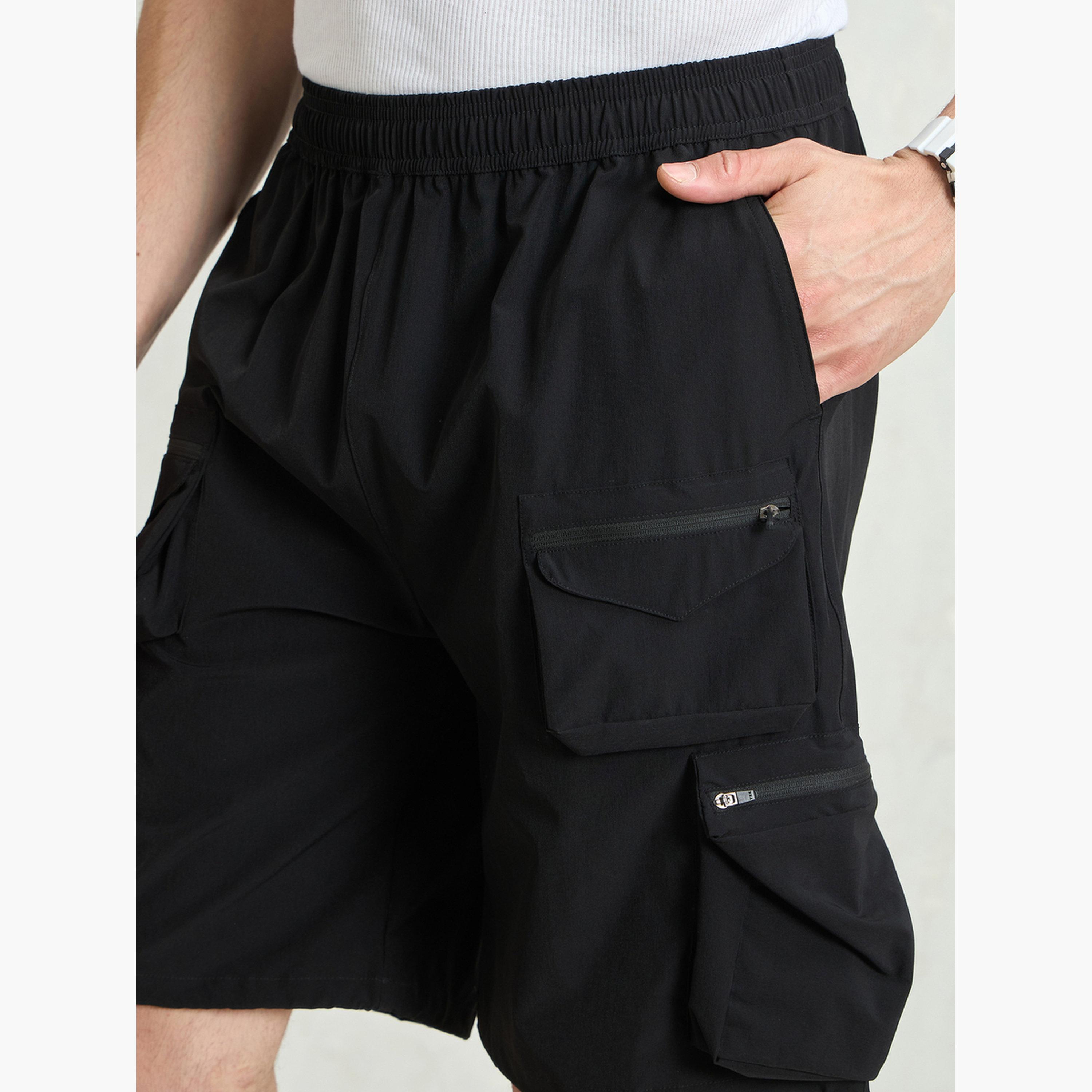 Sassafras Men Black Utility Pocket Parachute Shorts-men-clothing-bottoms-shorts-image-4