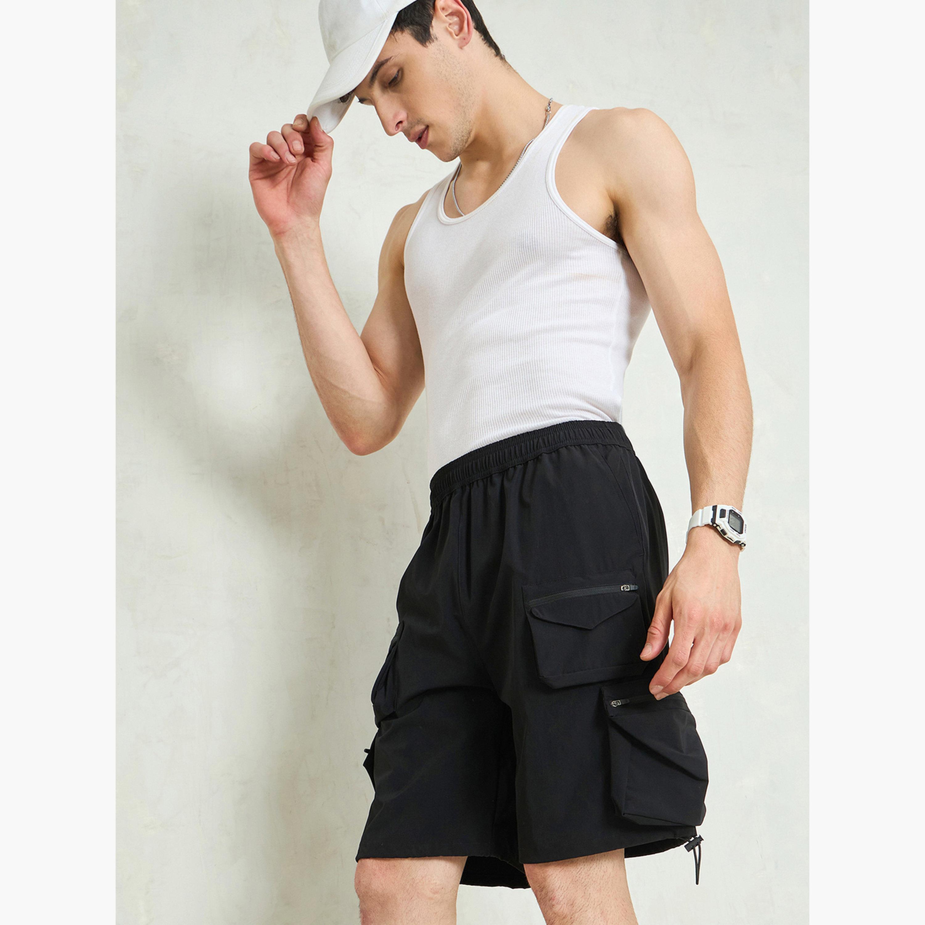 Sassafras Men Black Utility Pocket Parachute Shorts-men-clothing-bottoms-shorts-image-6
