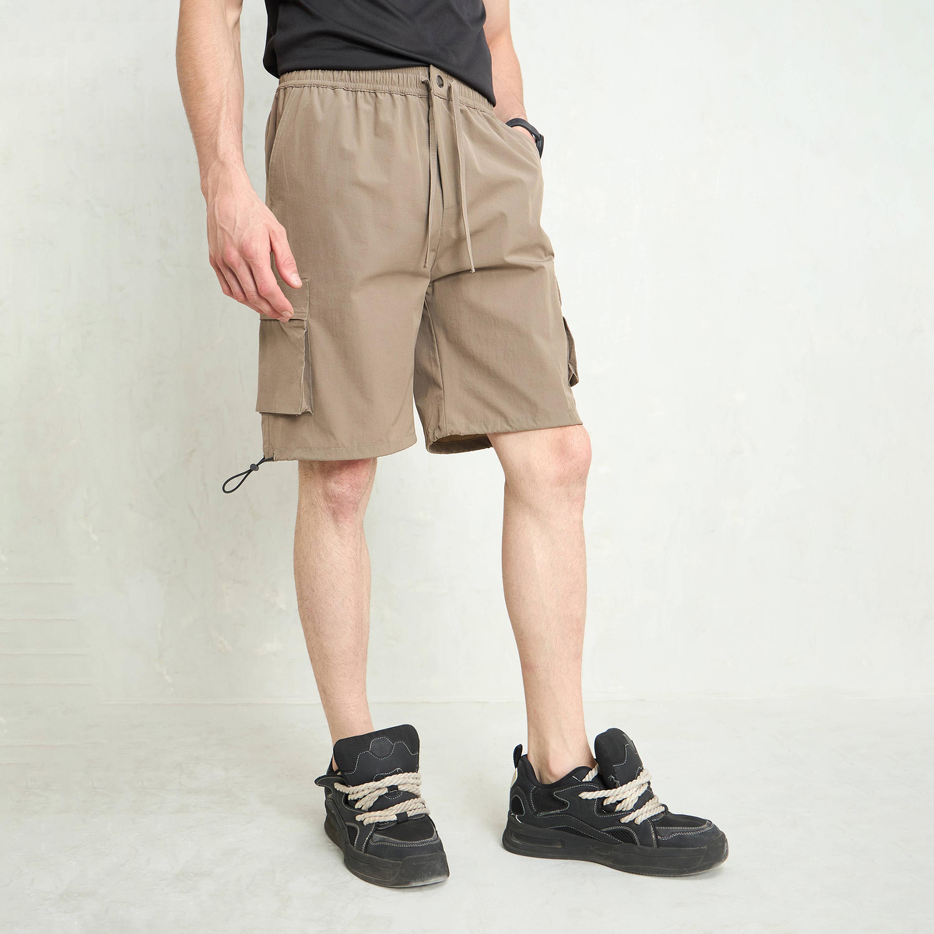 Sassafras Men Beige Cargo Pocket Parachute Shorts-men-clothing-bottoms-shorts-image-1