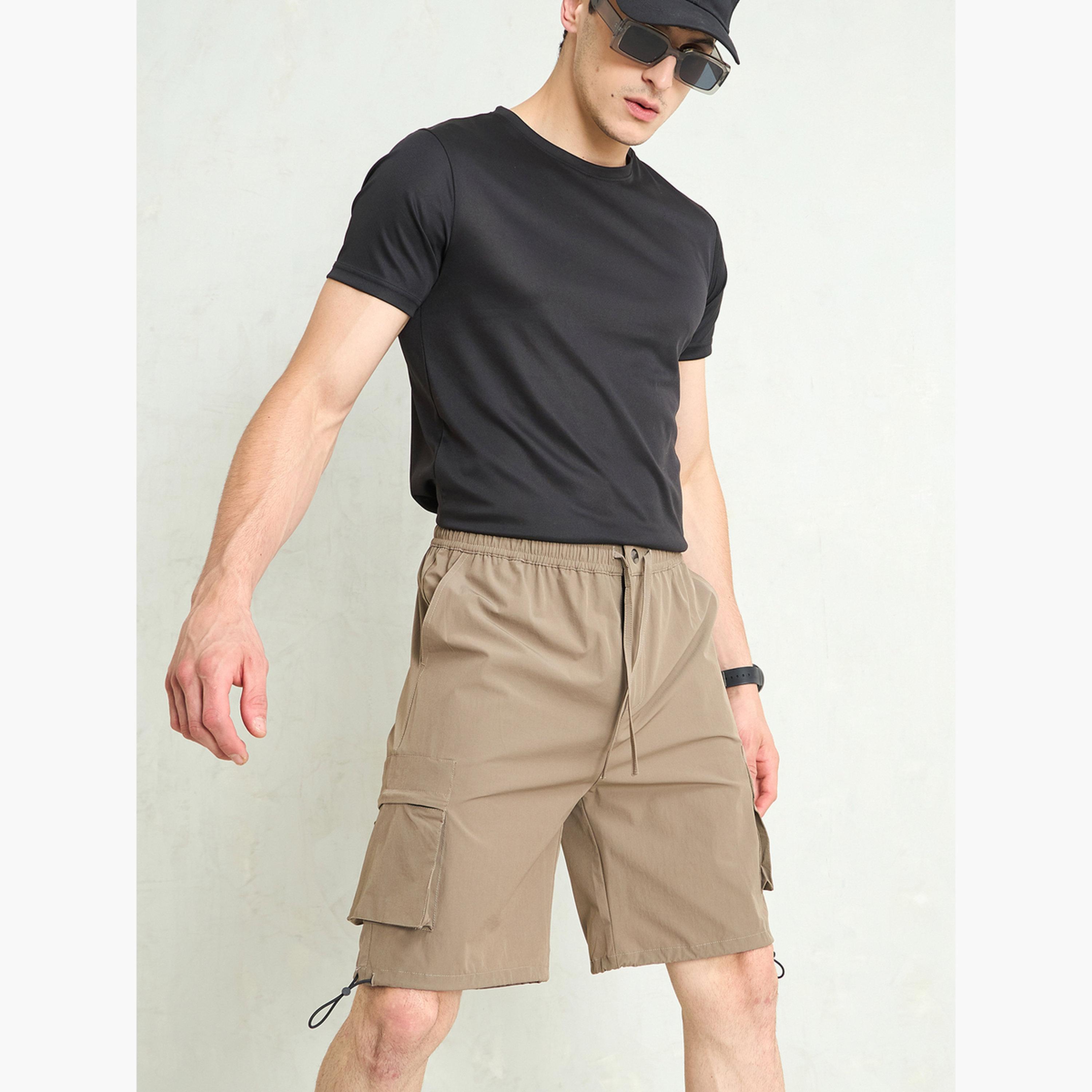 Sassafras Men Beige Cargo Pocket Parachute Shorts-men-clothing-bottoms-shorts-image-3
