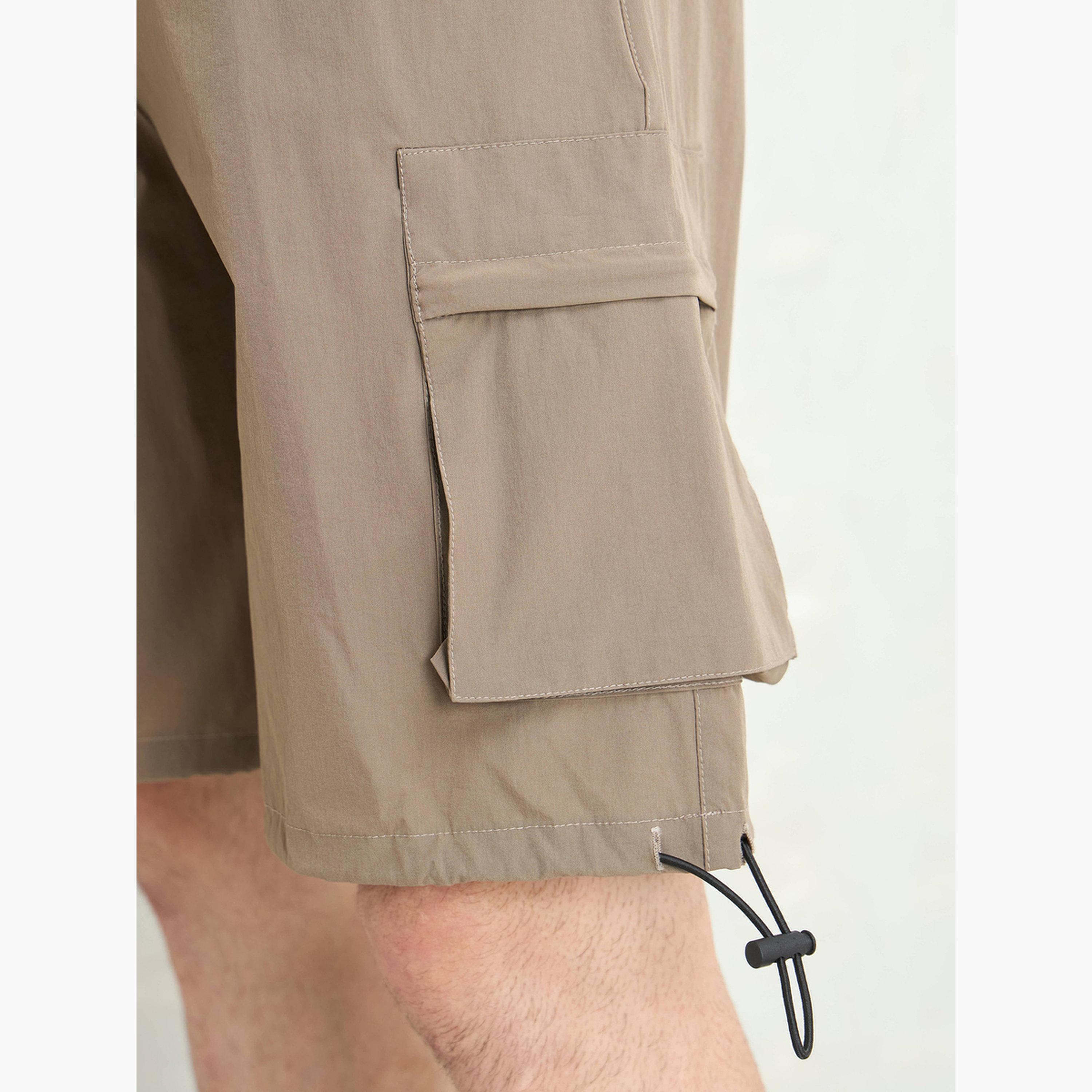 Sassafras Men Beige Cargo Pocket Parachute Shorts-men-clothing-bottoms-shorts-image-5