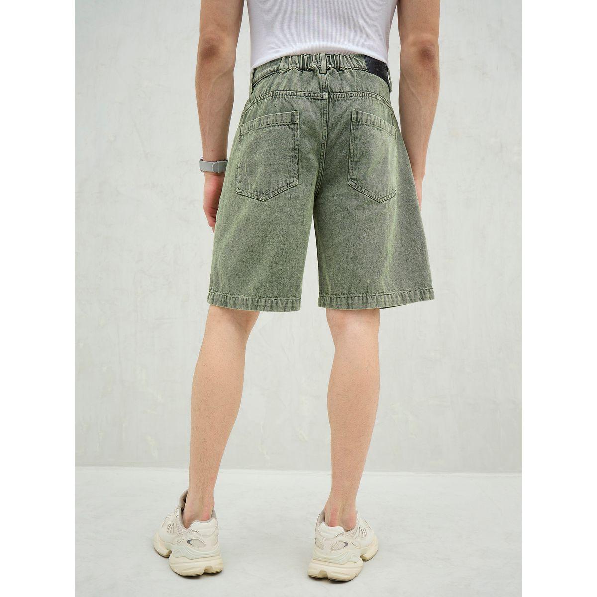 Mascln Sassafras Men Green Washed Denim Relaxed Fit Carpenter Shorts-men-clothing-bottoms-shorts-image-5