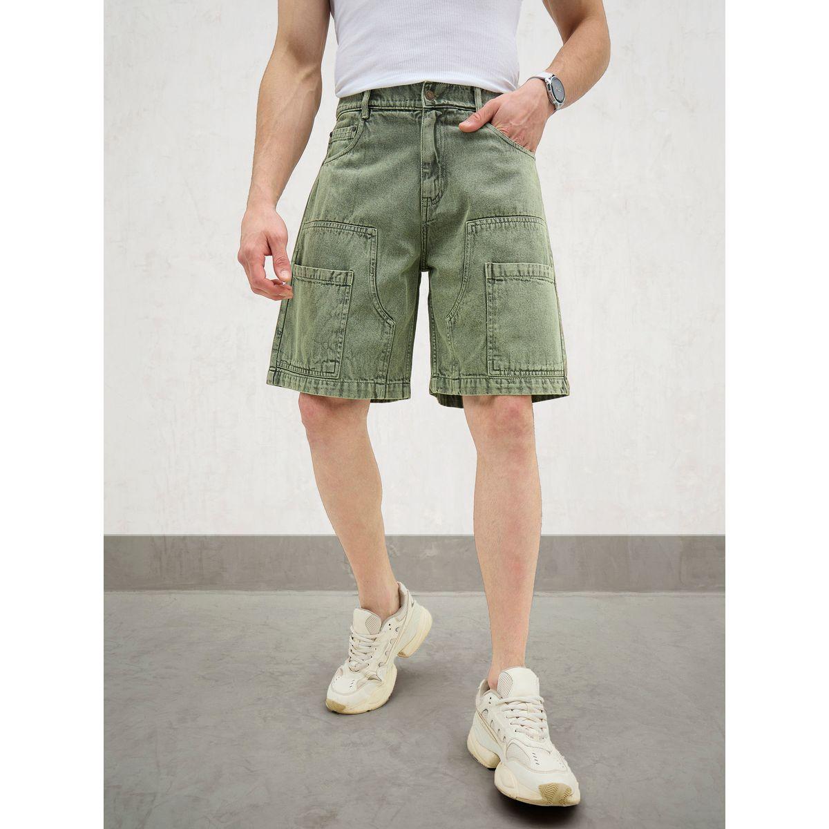 Mascln Sassafras Men Green Washed Denim Relaxed Fit Carpenter Shorts-men-clothing-bottoms-shorts-image-6