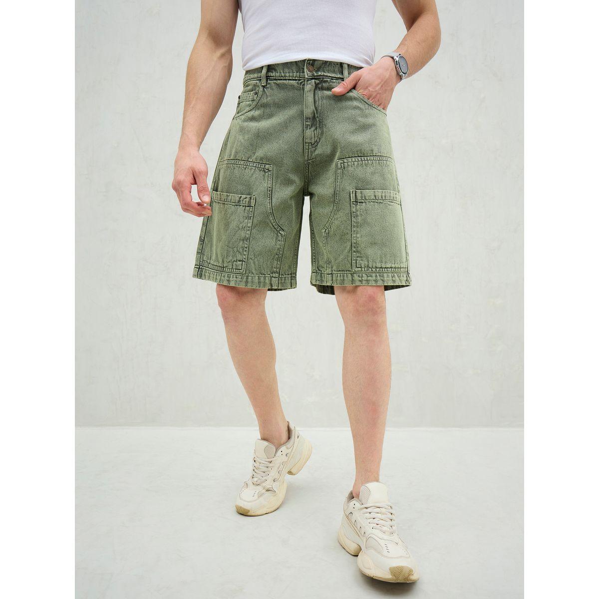 Mascln Sassafras Men Green Washed Denim Relaxed Fit Carpenter Shorts-men-clothing-bottoms-shorts-image-8