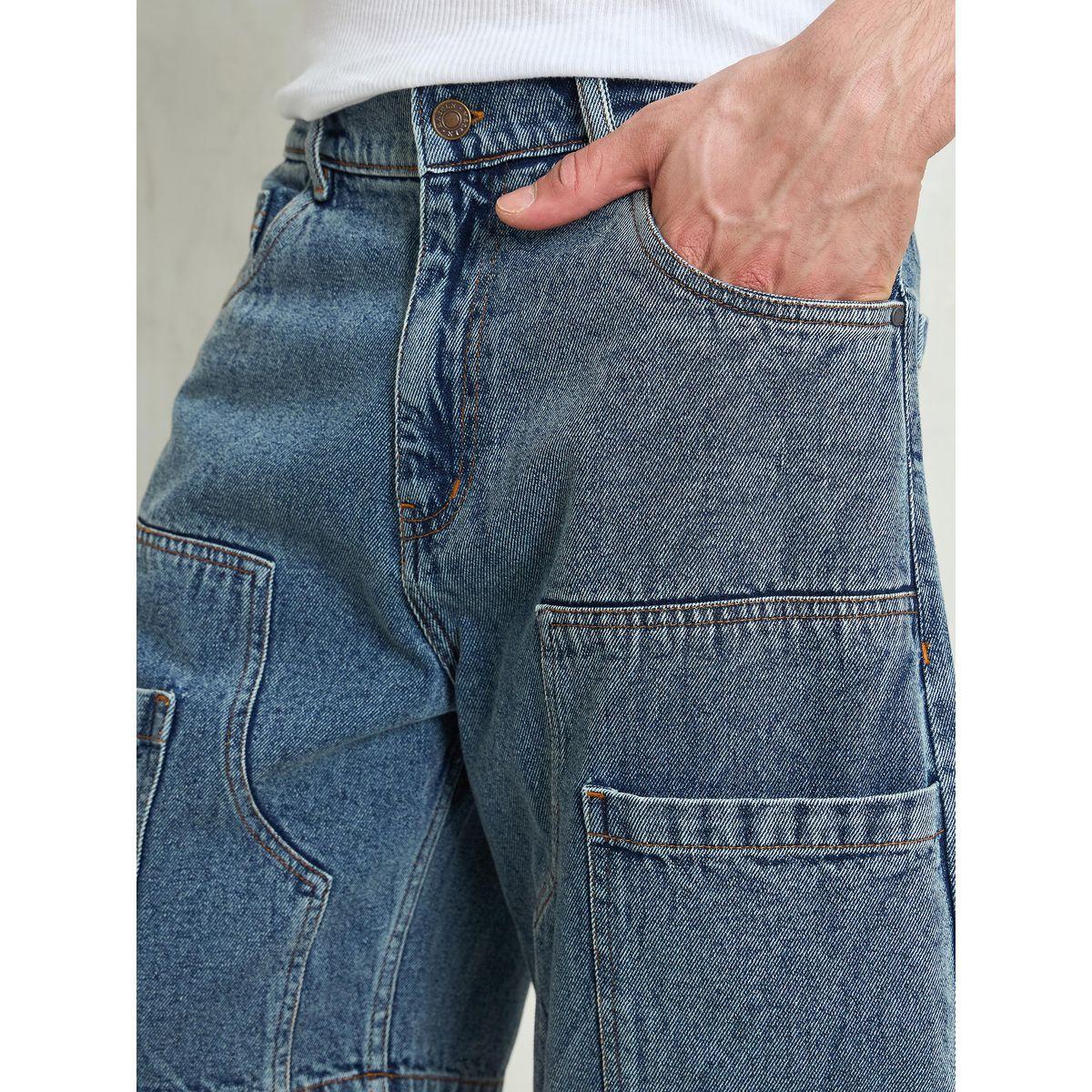 شورت دنيم بقصة مريحة وتفاصيل مشطوفة-men-clothing-bottoms-shorts-image-4
