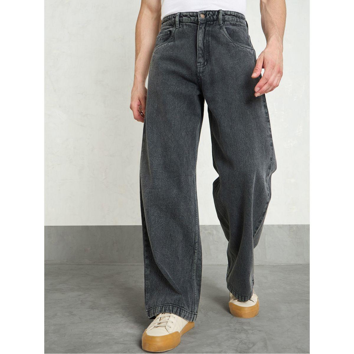 Mascln Sassafras Men Grey Mid Rise Plain Wide Leg Jeans-men-clothing-bottoms-jeans-image-1