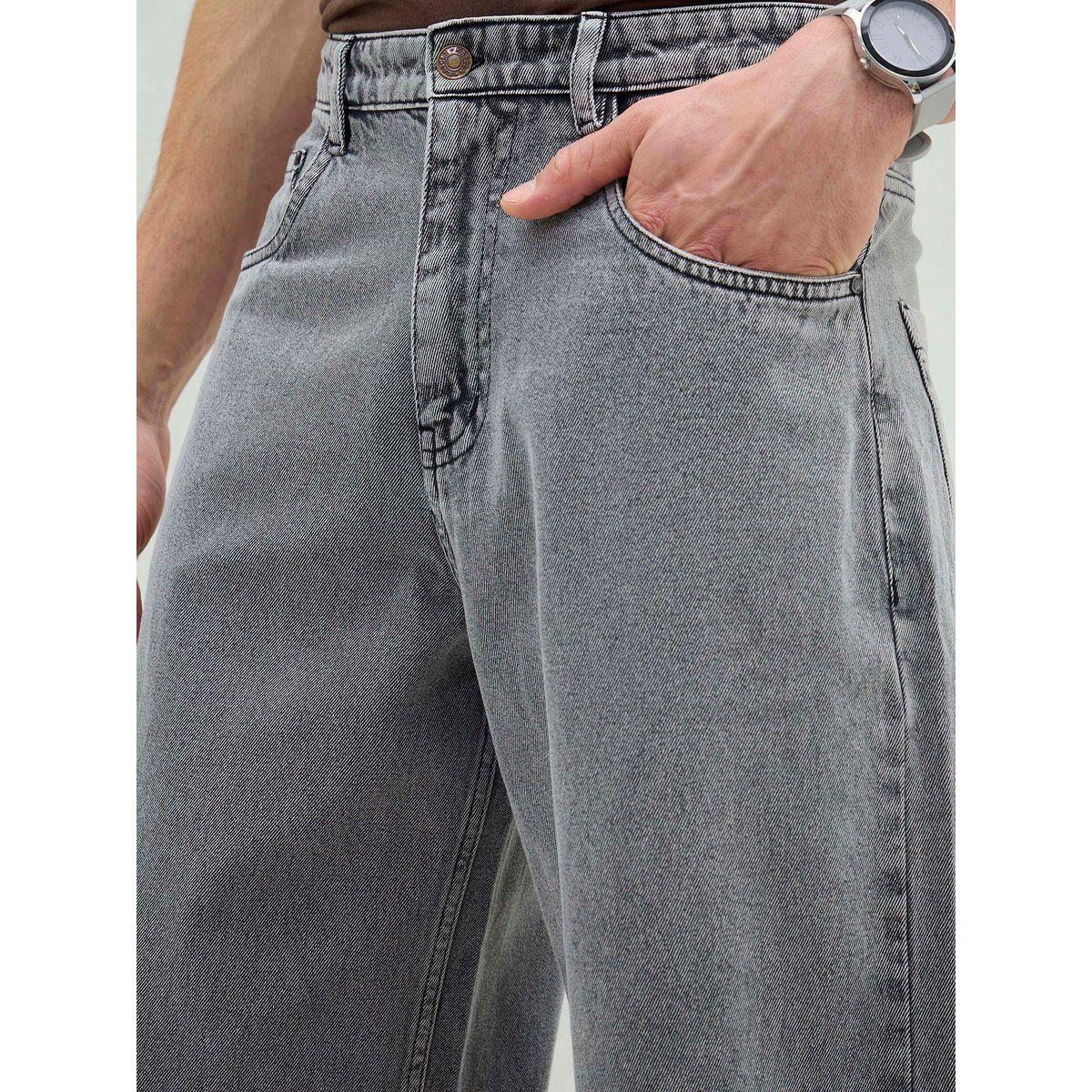 Mascln Sassafras Men Grey Mid Rise Plain Wide Leg Jeans-men-clothing-bottoms-jeans-image-4