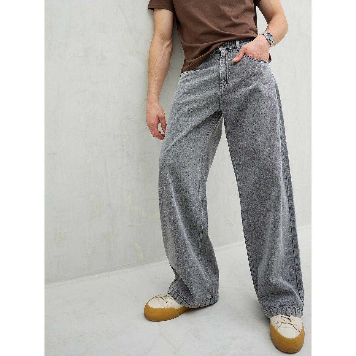 Mascln Sassafras Men Grey Mid Rise Plain Wide Leg Jeans-men-clothing-bottoms-jeans-image-7