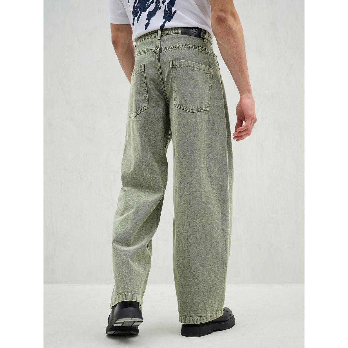 Mascln Sassafras Men Green Mid Rise Plain Wide Leg Jeans-men-clothing-bottoms-jeans-image-5