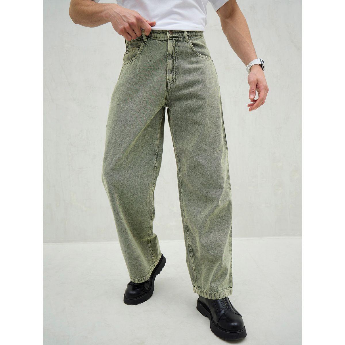 Mascln Sassafras Men Green Mid Rise Plain Wide Leg Jeans-men-clothing-bottoms-jeans-image-8