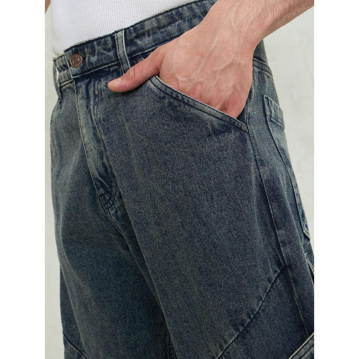 Mascln Sassafras Men Blue Mid Rise Washed Cargo Pocket Detail Wide Leg Jeans-men-clothing-bottoms-jeans-image-4