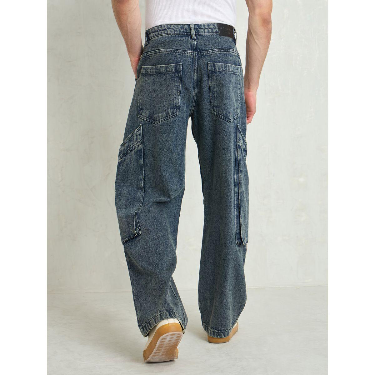 Mascln Sassafras Men Blue Mid Rise Washed Cargo Pocket Detail Wide Leg Jeans-men-clothing-bottoms-jeans-image-6