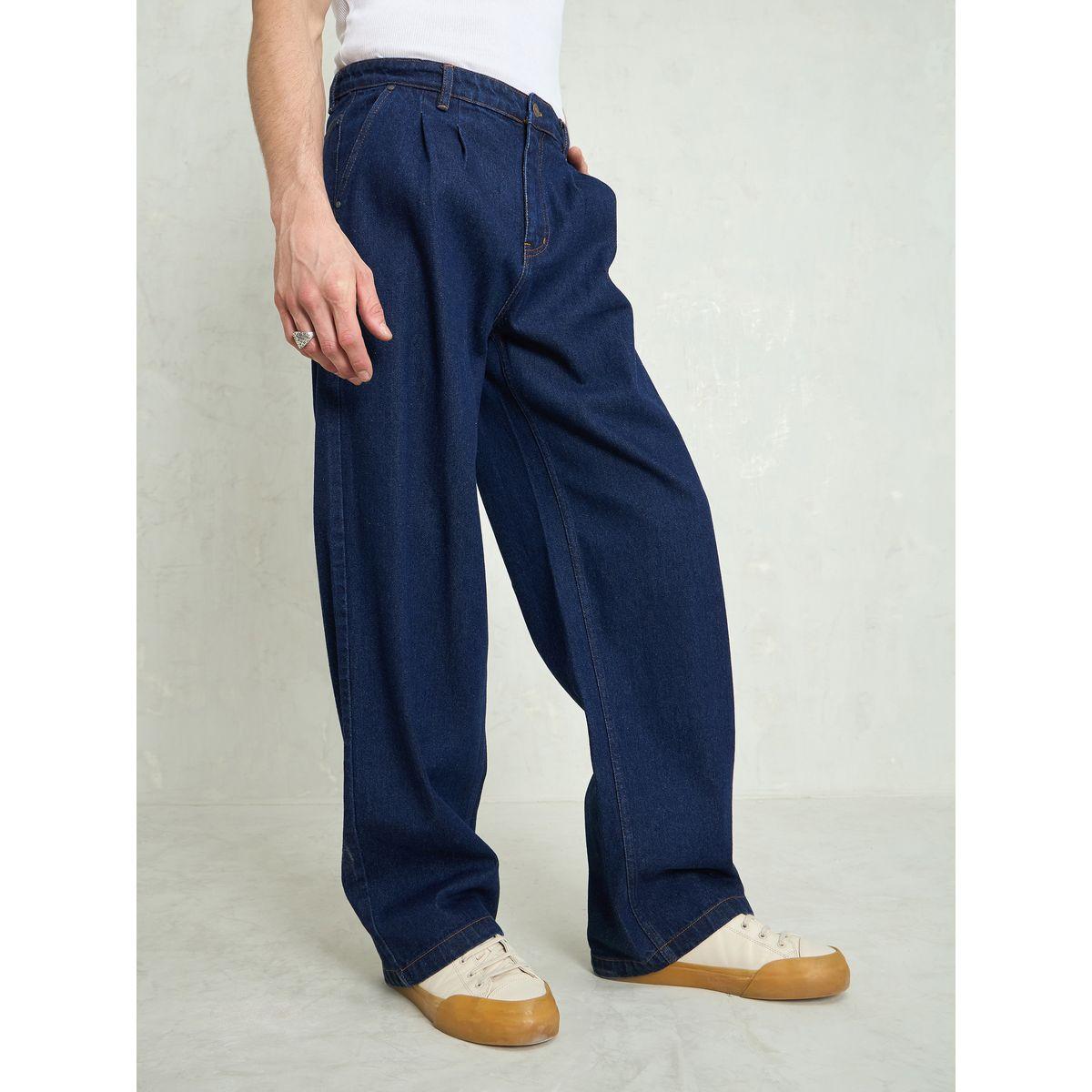 Mascln Sassafras Men Navy Blue Mid Rise Front Dart Wide Leg Jeans-men-clothing-bottoms-jeans-image-3