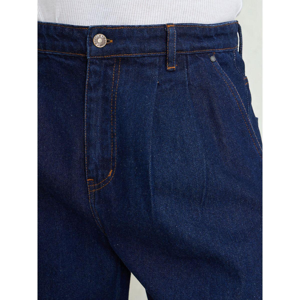 Mascln Sassafras Men Navy Blue Mid Rise Front Dart Wide Leg Jeans-men-clothing-bottoms-jeans-image-4