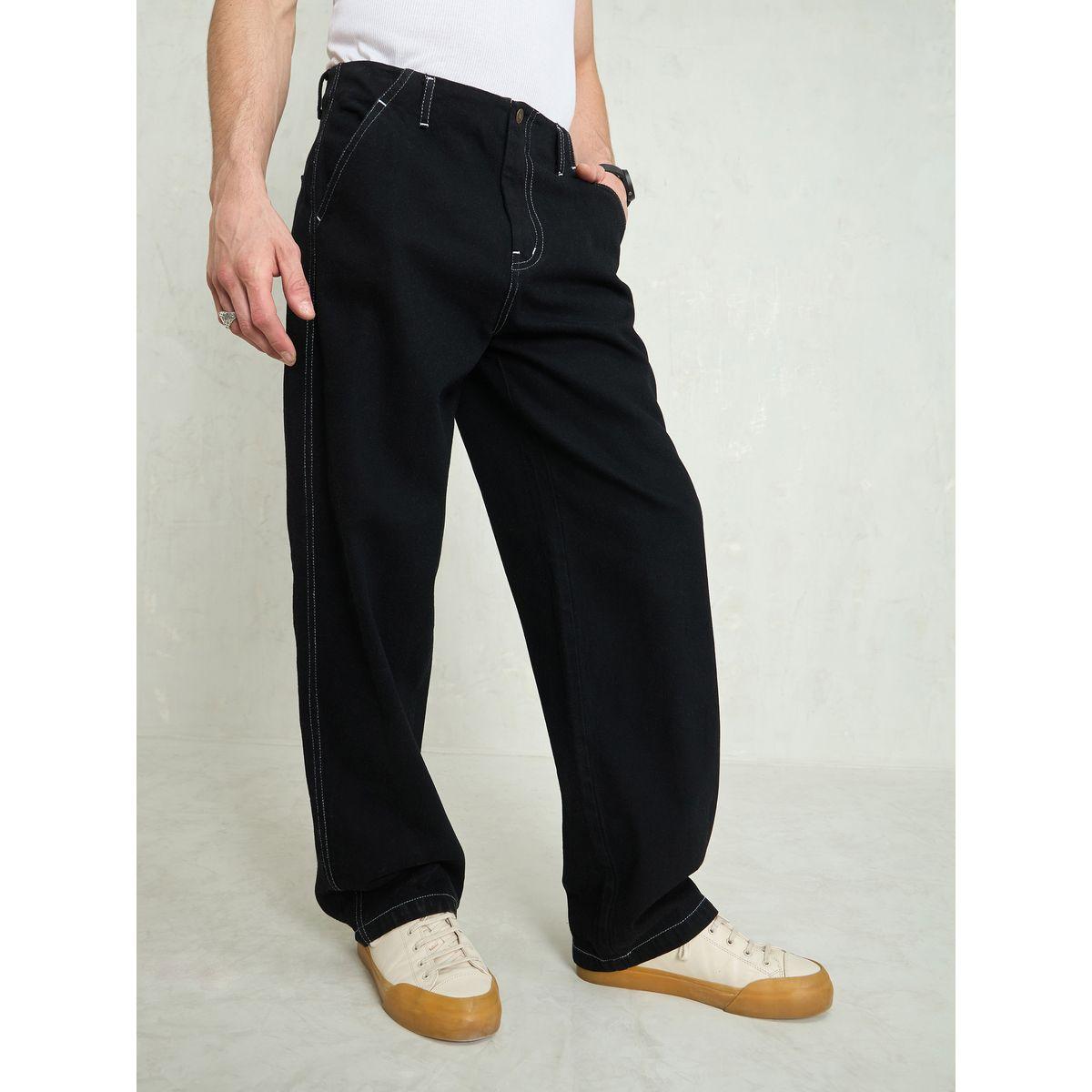 Mascln Sassafras Men Black Mid Rise Contrast Thread Detail Wide Leg Jeans-men-clothing-bottoms-jeans-image-3