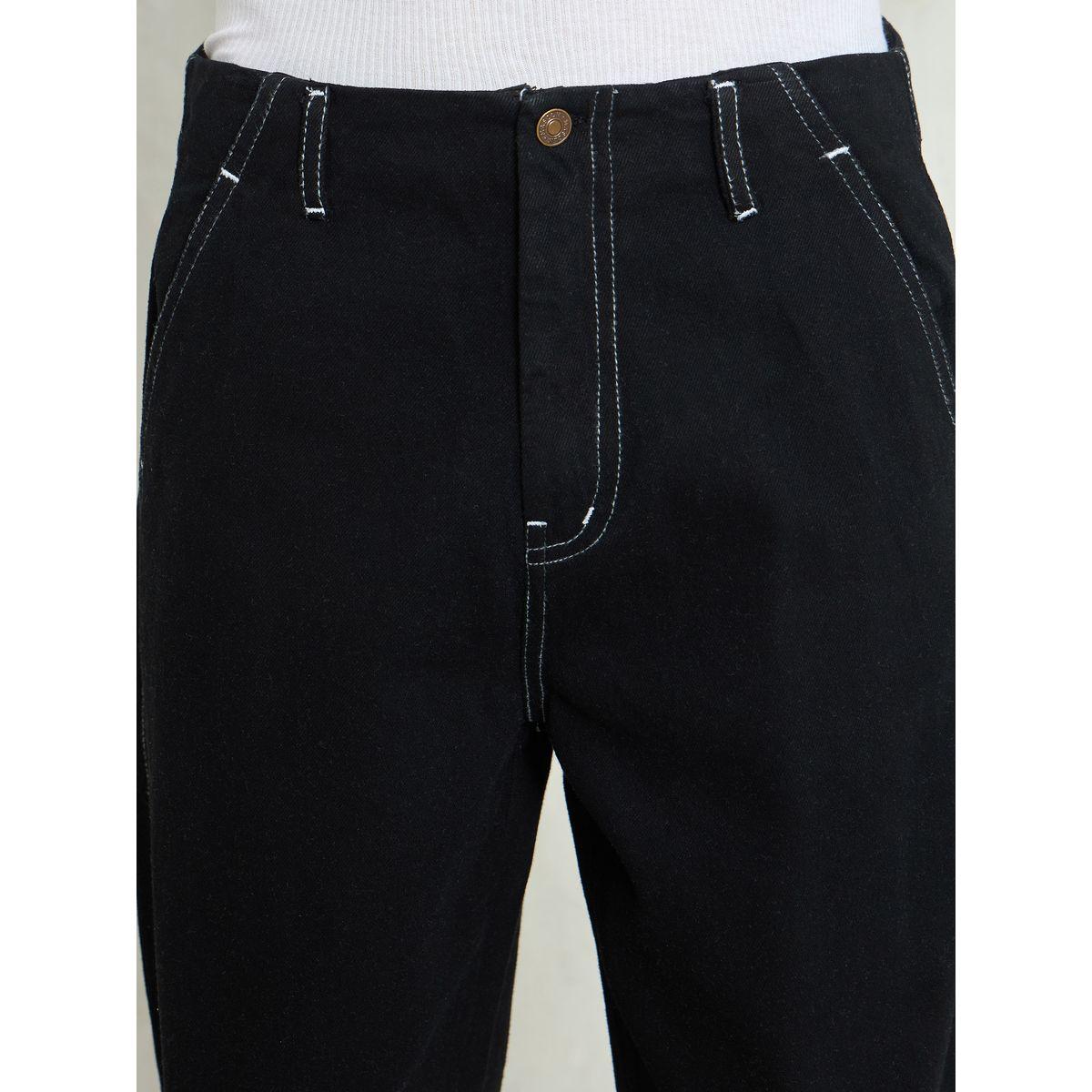 Mascln Sassafras Men Black Mid Rise Contrast Thread Detail Wide Leg Jeans-men-clothing-bottoms-jeans-image-4