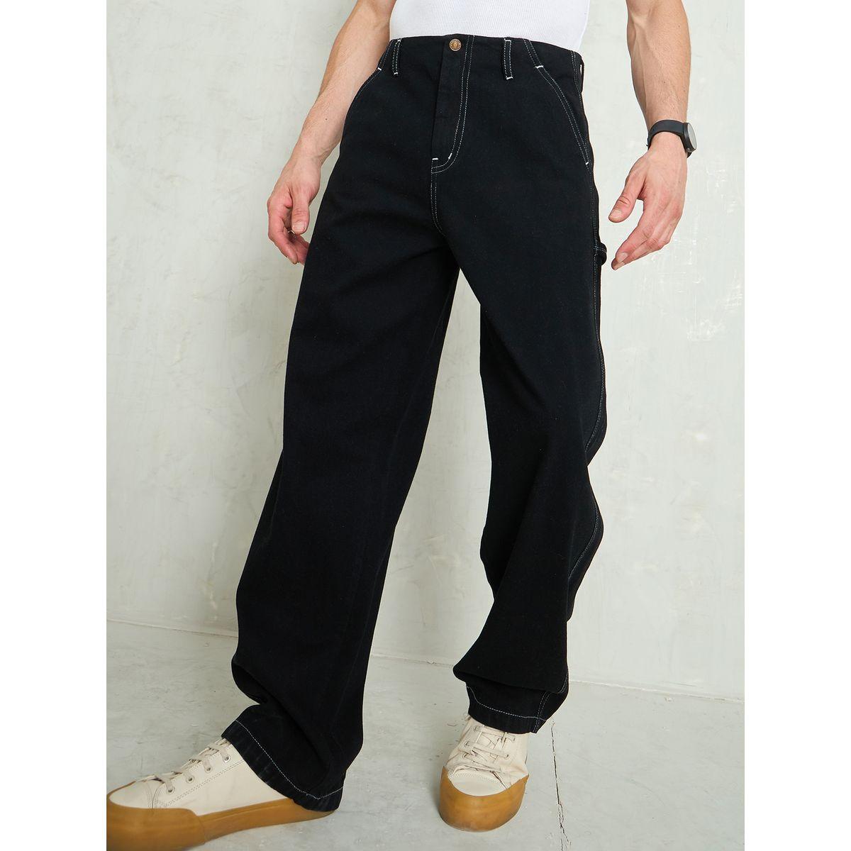 Mascln Sassafras Men Black Mid Rise Contrast Thread Detail Wide Leg Jeans-men-clothing-bottoms-jeans-image-8