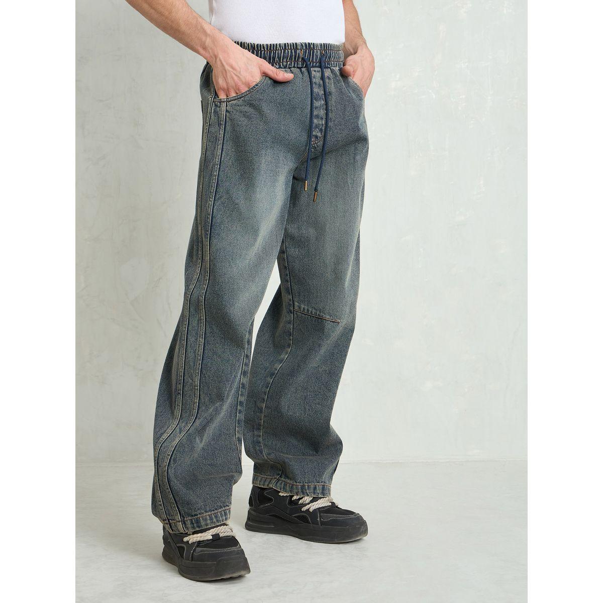 Mascln Sassafras Men Blue Mid Rise Washed Knee Dart Wide Leg Jeans-men-clothing-bottoms-jeans-image-3