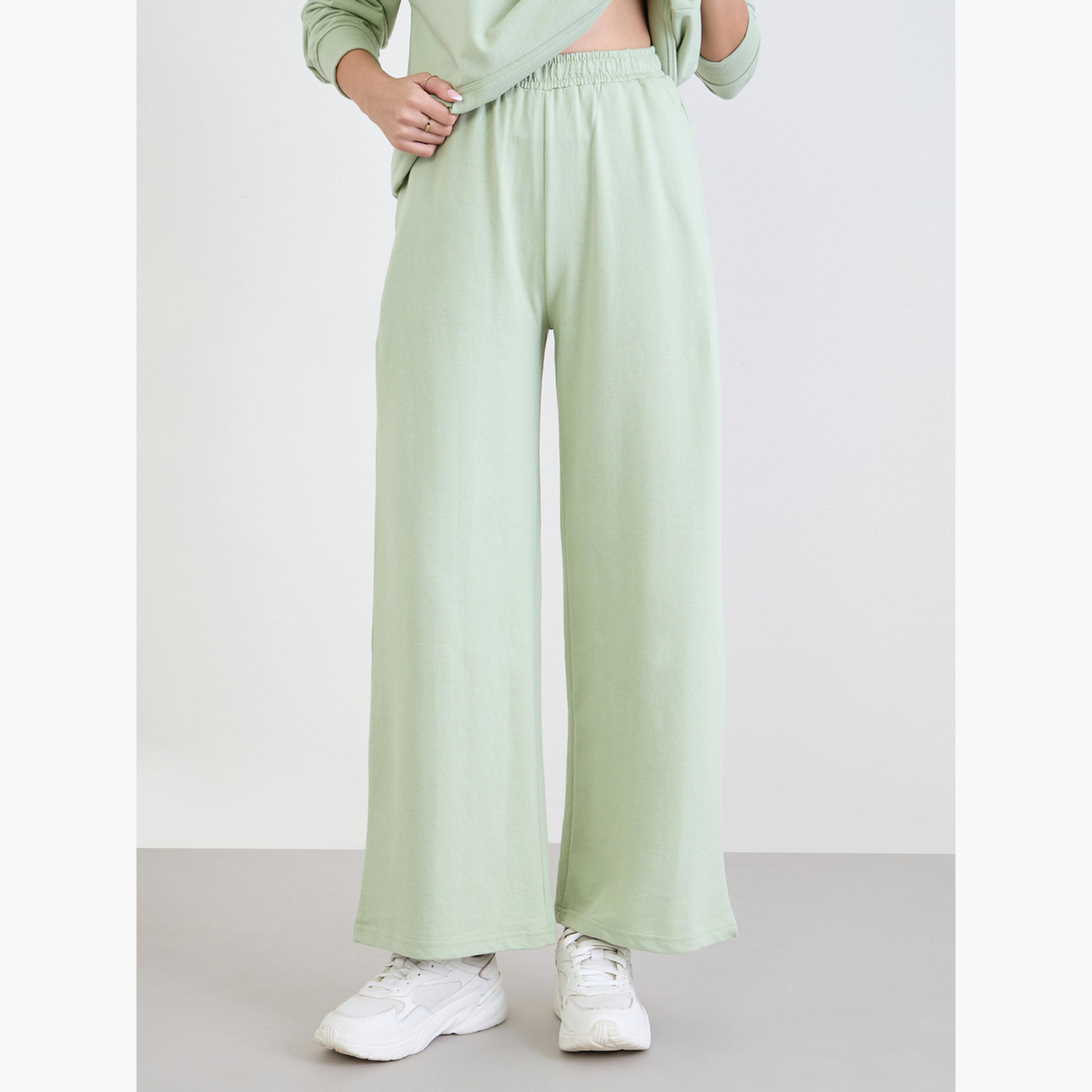 ستايلي - هودي وبنطال رياضي مطبوع تصميم واسع باللون الأخضر للنساء-women-clothing-coordsets-image-4