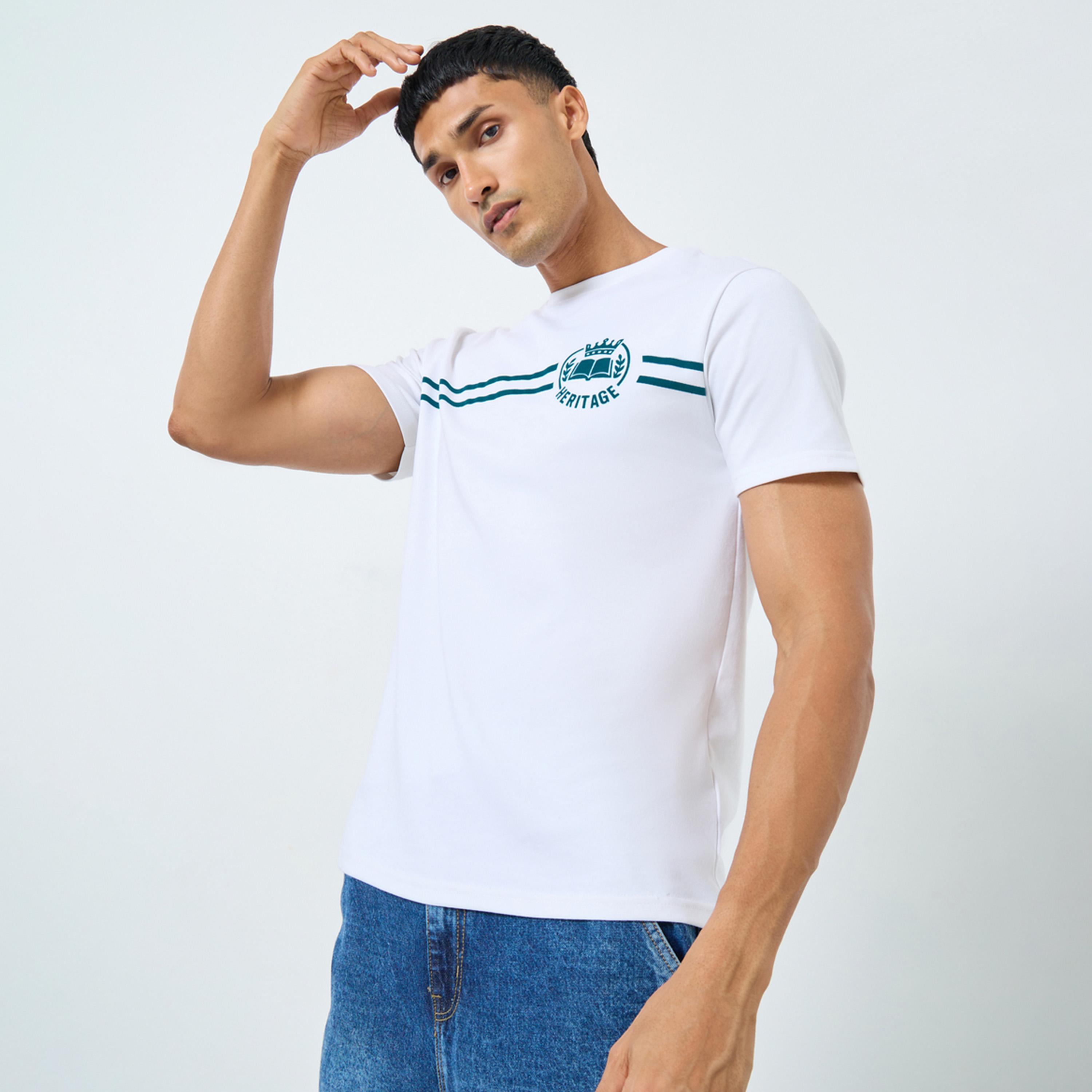 Styli Men White HD Print Interlock Athleisure T-Shirt-men-clothing-tshirtsandpolos-tshirts-image-1