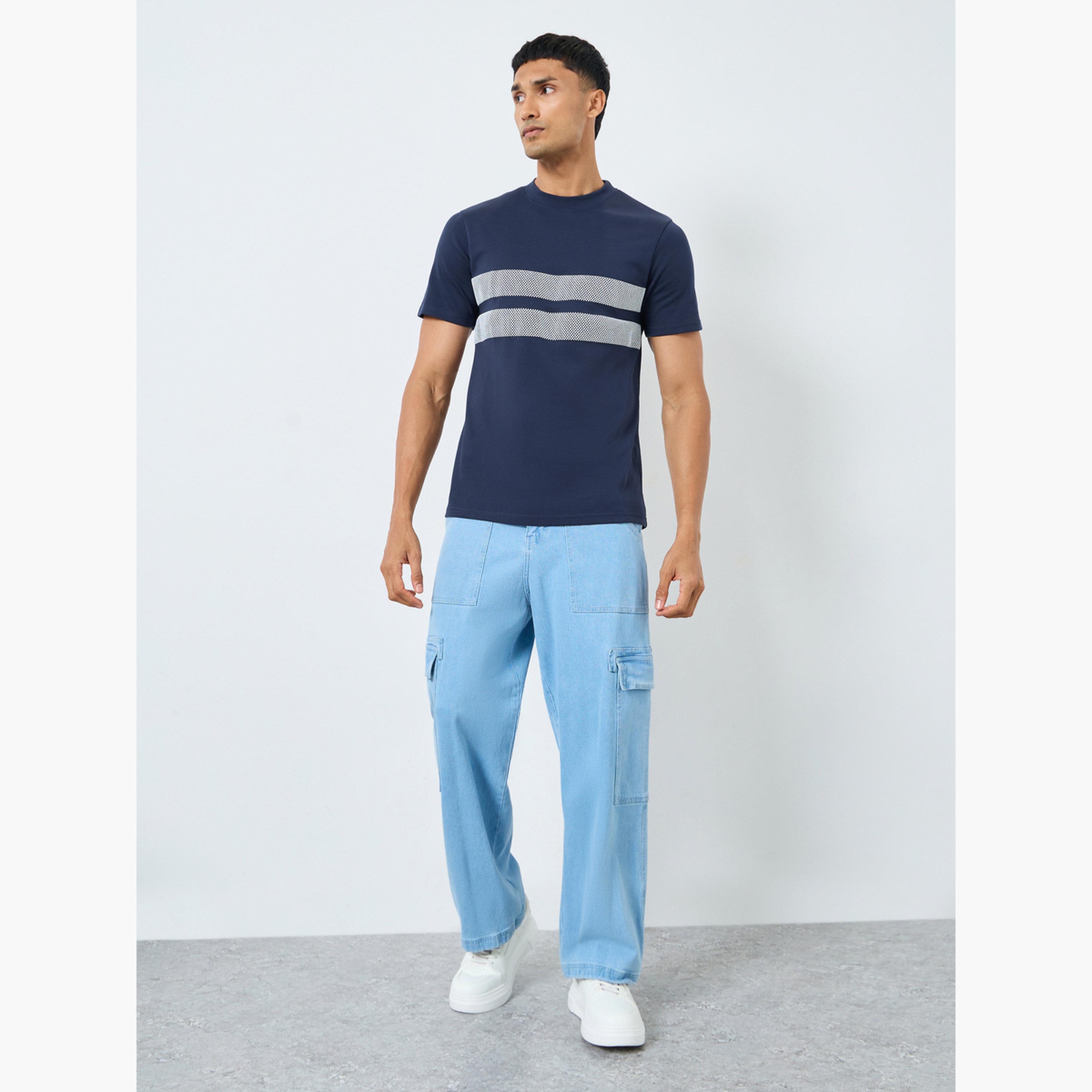 Styli Men Navy HD Print Mock Neck T-Shirt-men-clothing-tshirtsandpolos-tshirts-image-2