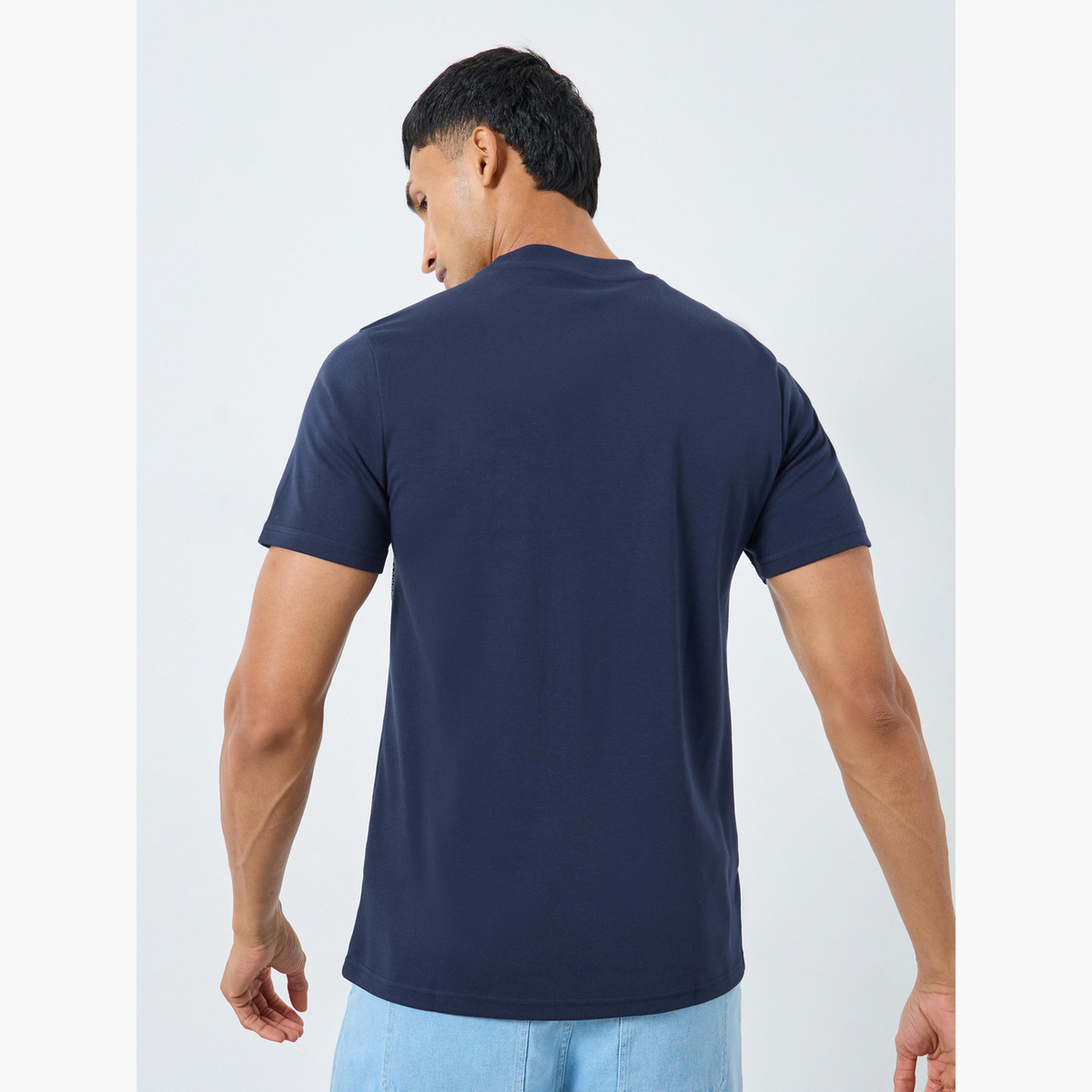 Styli Men Navy HD Print Mock Neck T-Shirt-men-clothing-tshirtsandpolos-tshirts-image-4