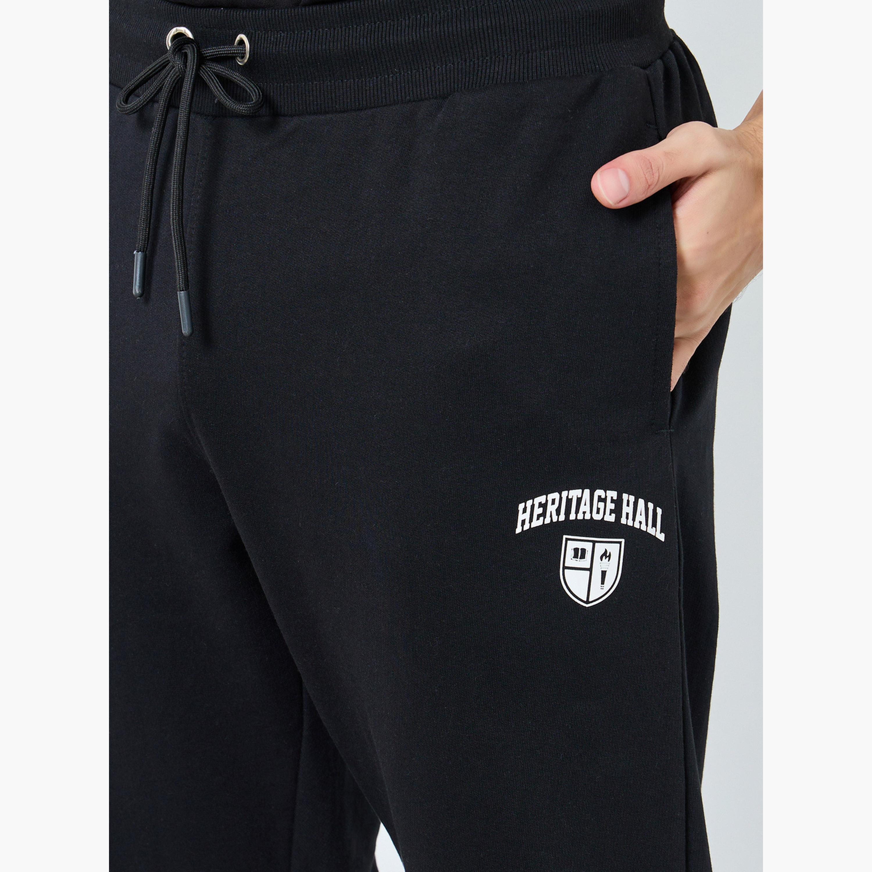 Styli Men Black Slim Fit Terry Joggers with Drawstring-men-clothing-bottoms-joggers-image-3