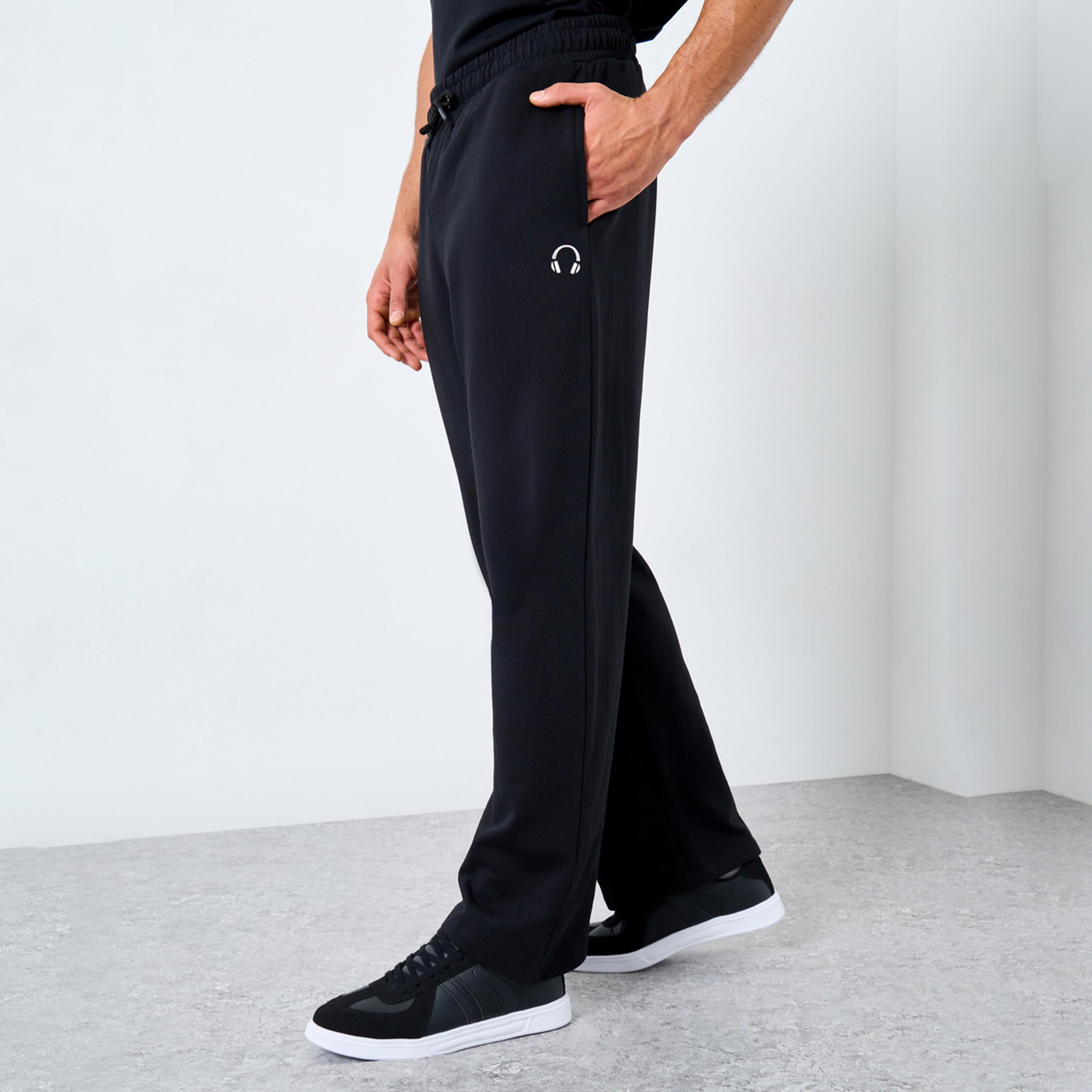 ستايلي - بنطال رياضي رجالي أسود حجم كبير برباط-men-clothing-bottoms-joggers-image-1