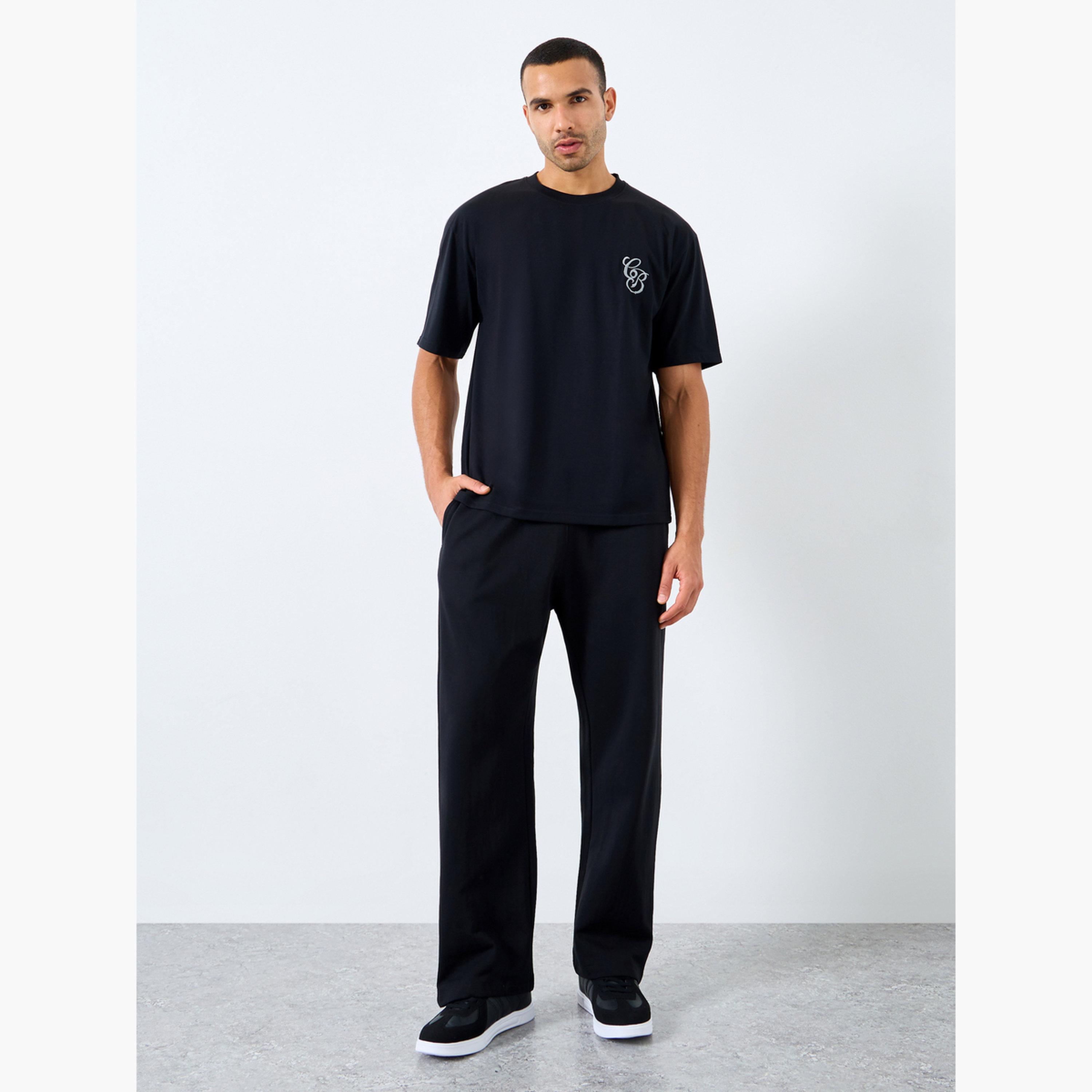 ستايلي - بنطال رياضي رجالي أسود حجم كبير برباط-men-clothing-bottoms-joggers-image-2