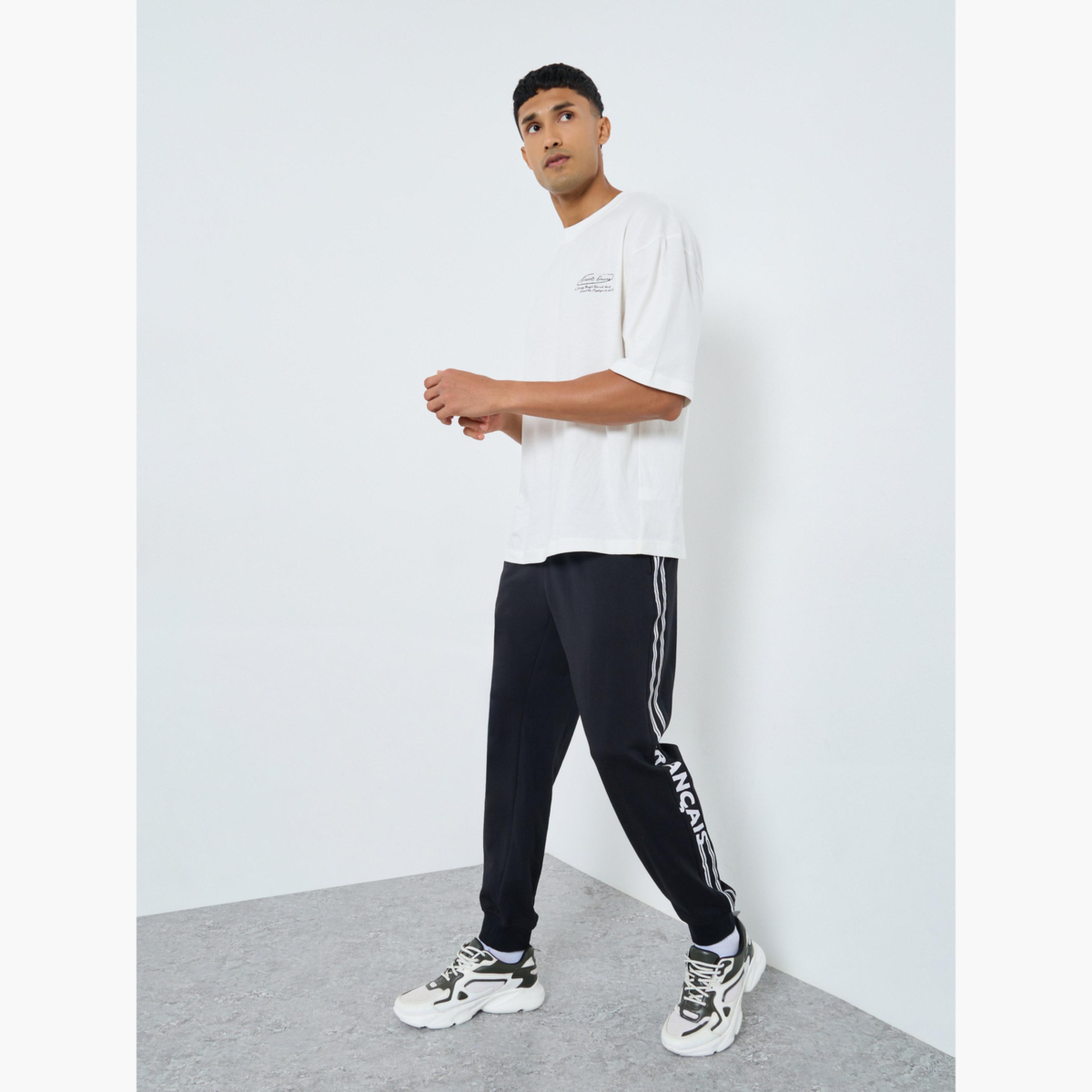 Styli Men Black Slogan Print Joggers-men-clothing-bottoms-joggers-image-2