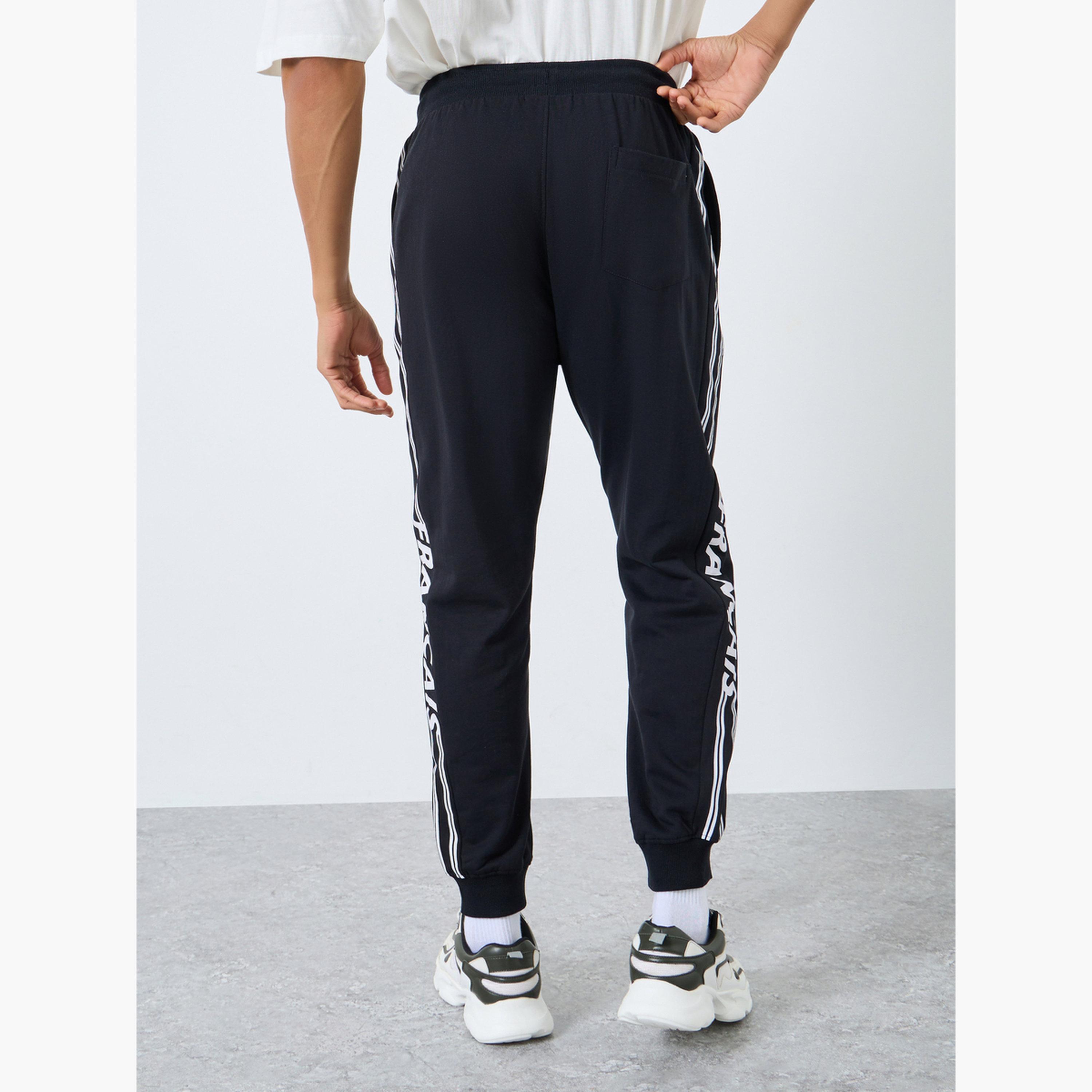 Styli Men Black Slogan Print Joggers-men-clothing-bottoms-joggers-image-3