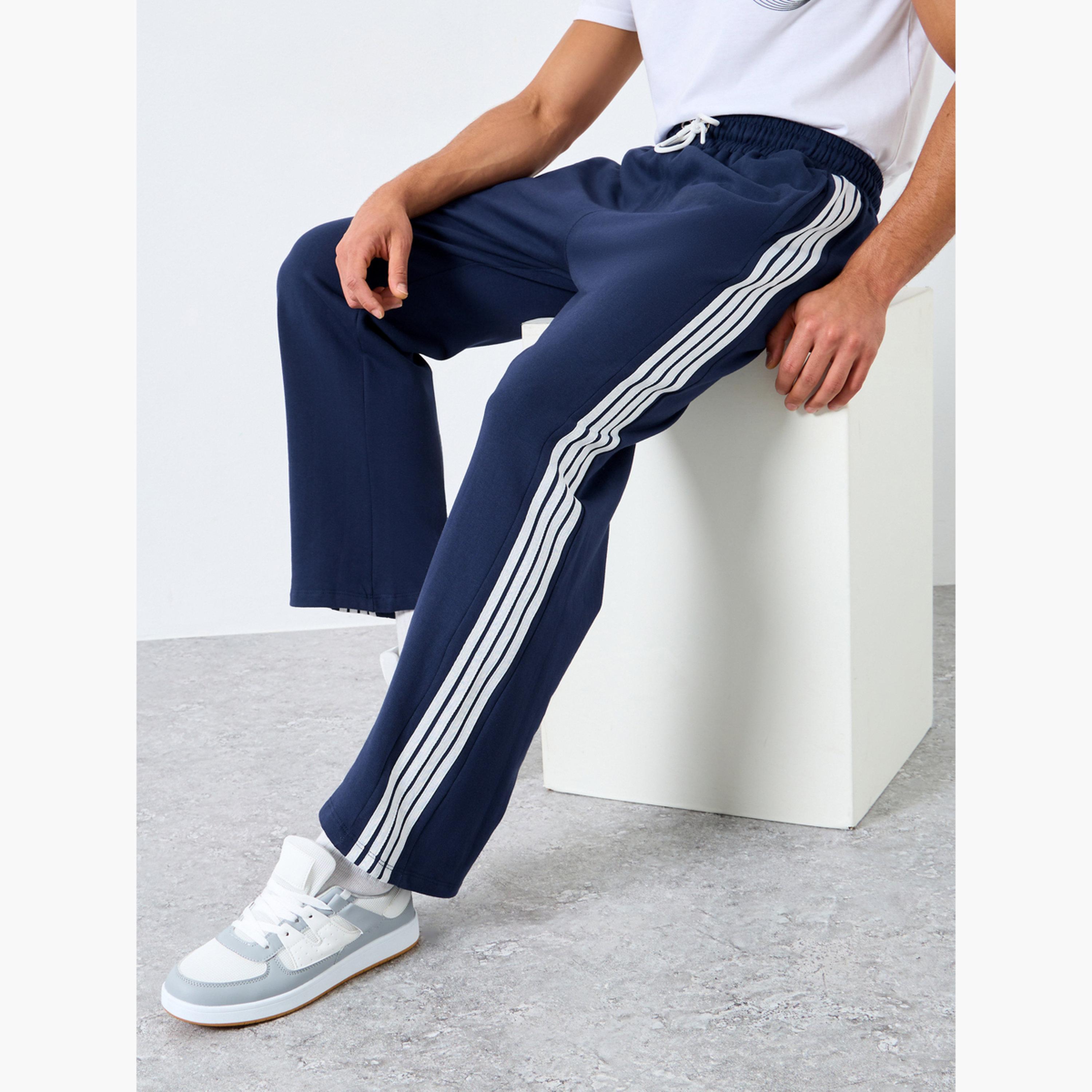 Styli Men Navy Blue Striped Oversized Joggers-men-clothing-bottoms-joggers-image-1