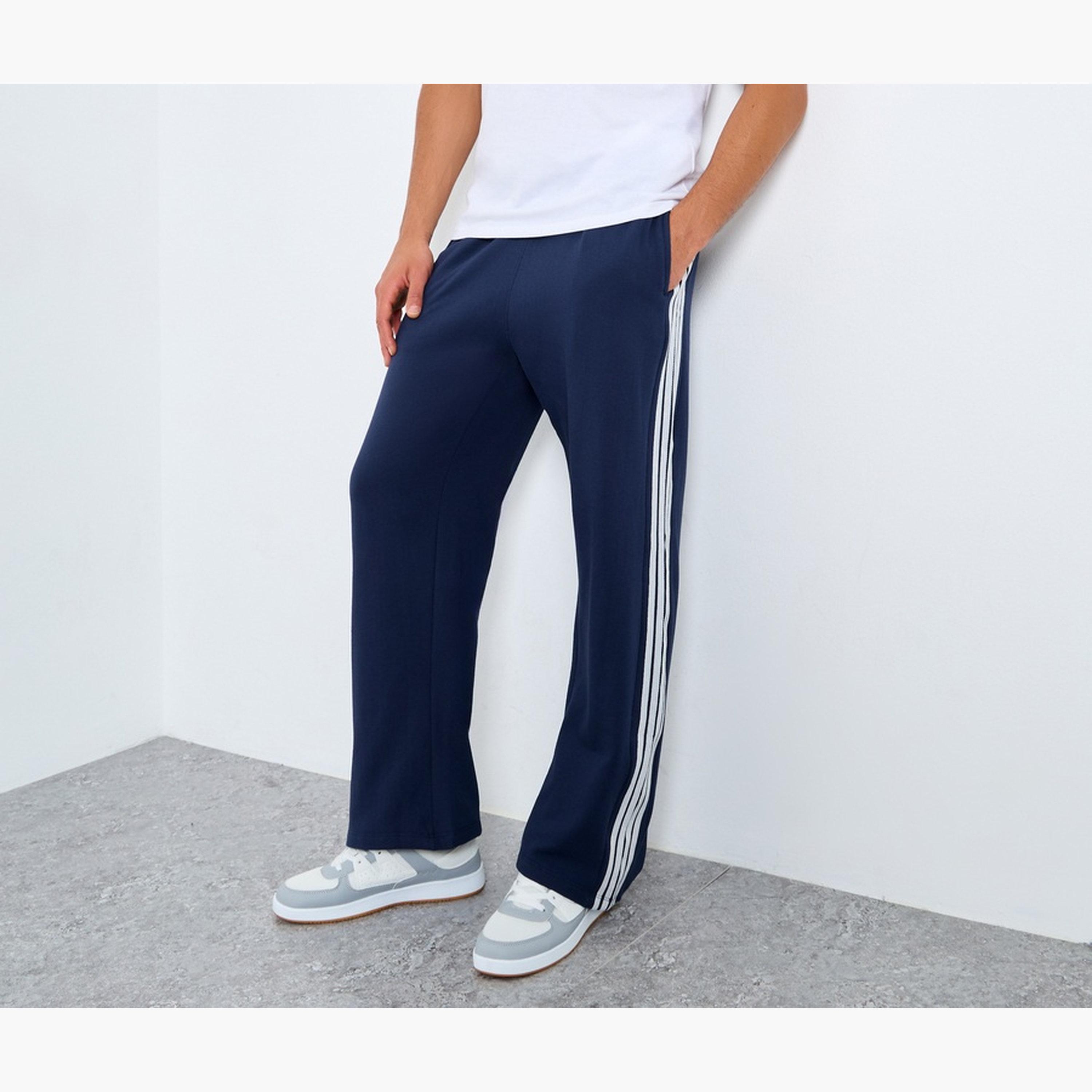 Styli Men Navy Blue Striped Oversized Joggers-men-clothing-bottoms-joggers-image-2