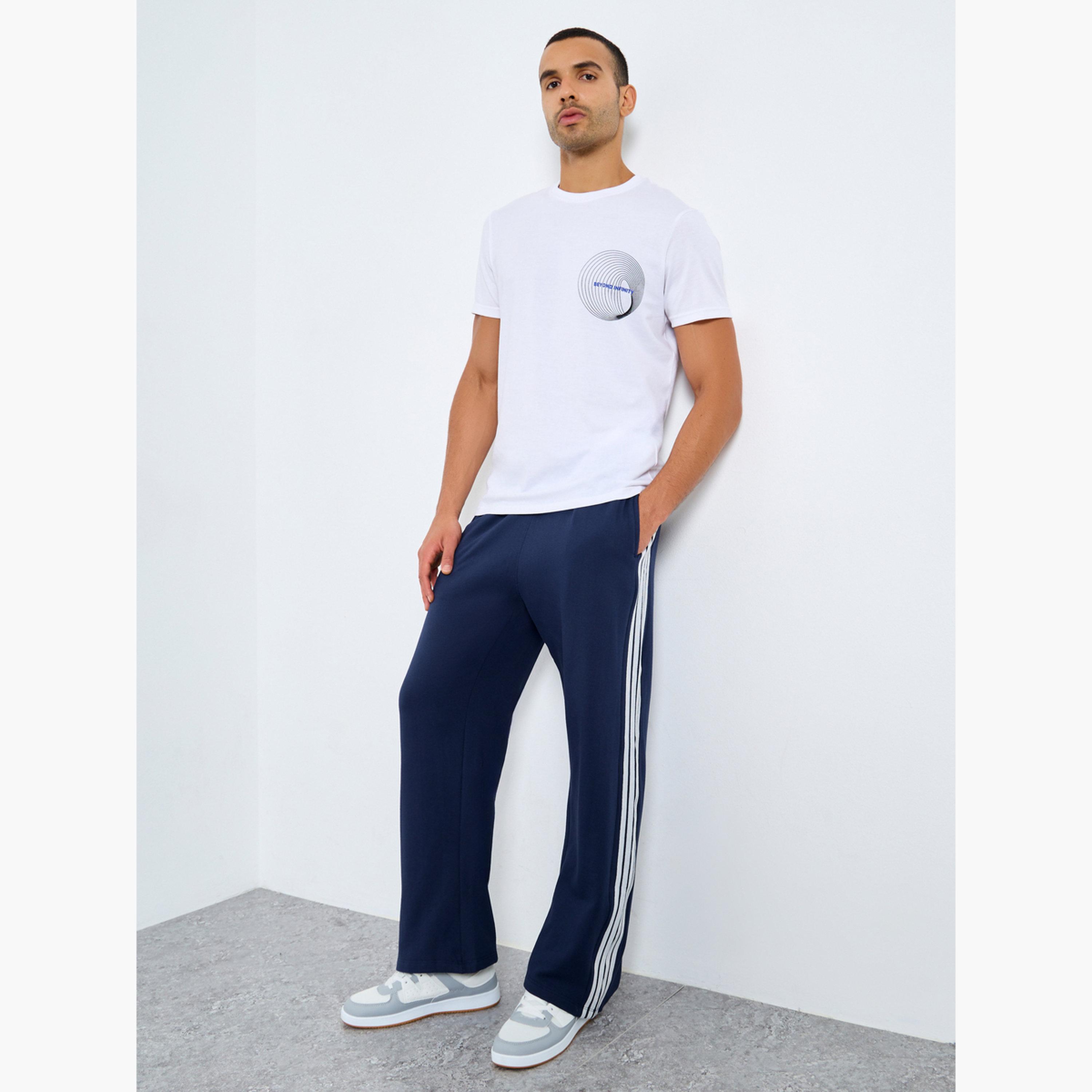 Styli Men Navy Blue Striped Oversized Joggers-men-clothing-bottoms-joggers-image-3