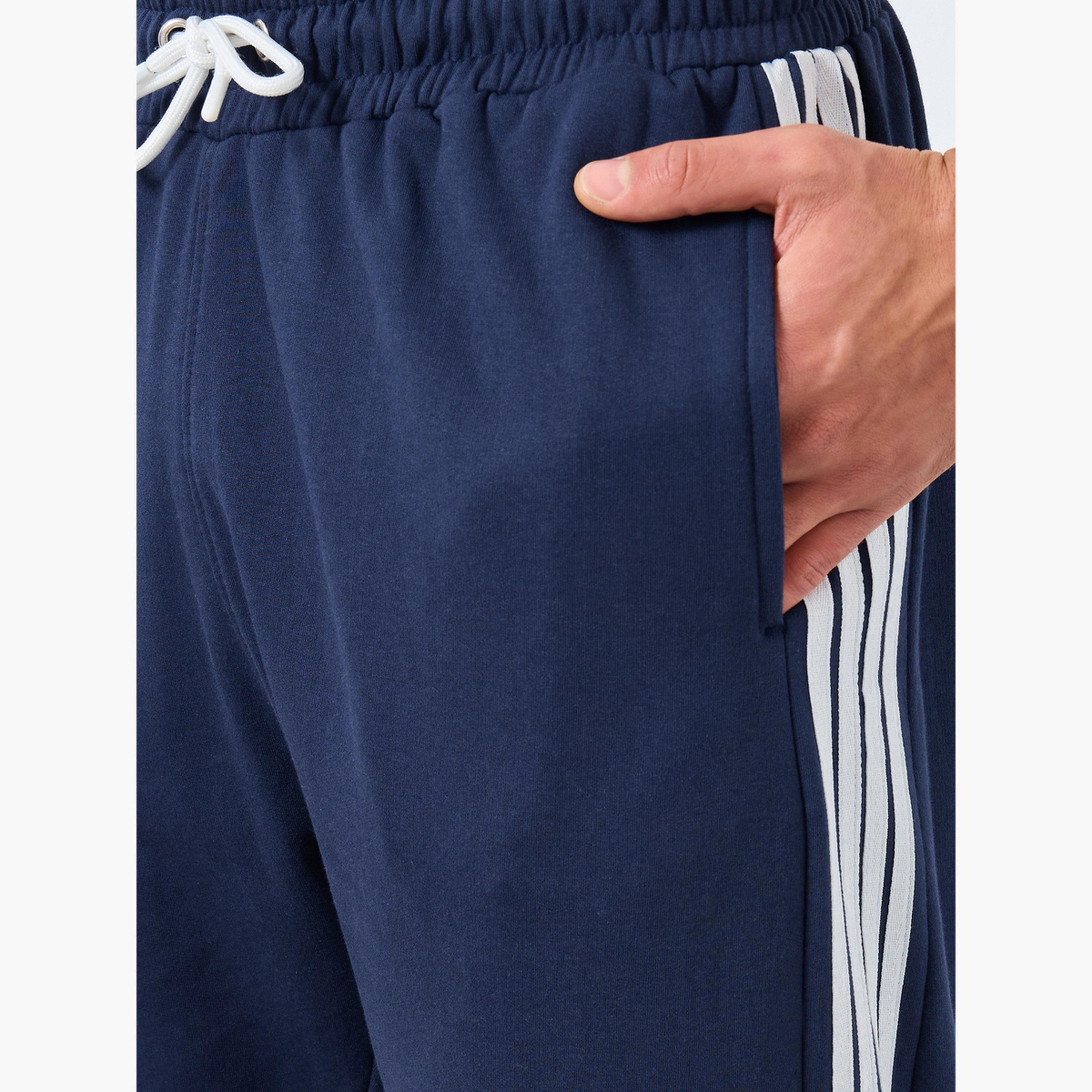 Styli Men Navy Blue Striped Oversized Joggers-men-clothing-bottoms-joggers-image-4