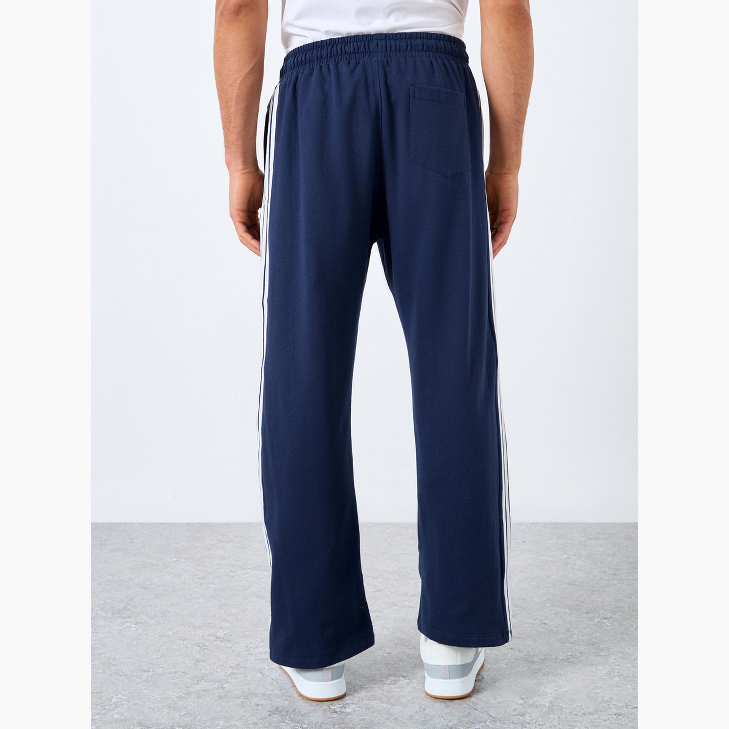 Styli Men Navy Blue Striped Oversized Joggers-men-clothing-bottoms-joggers-image-5