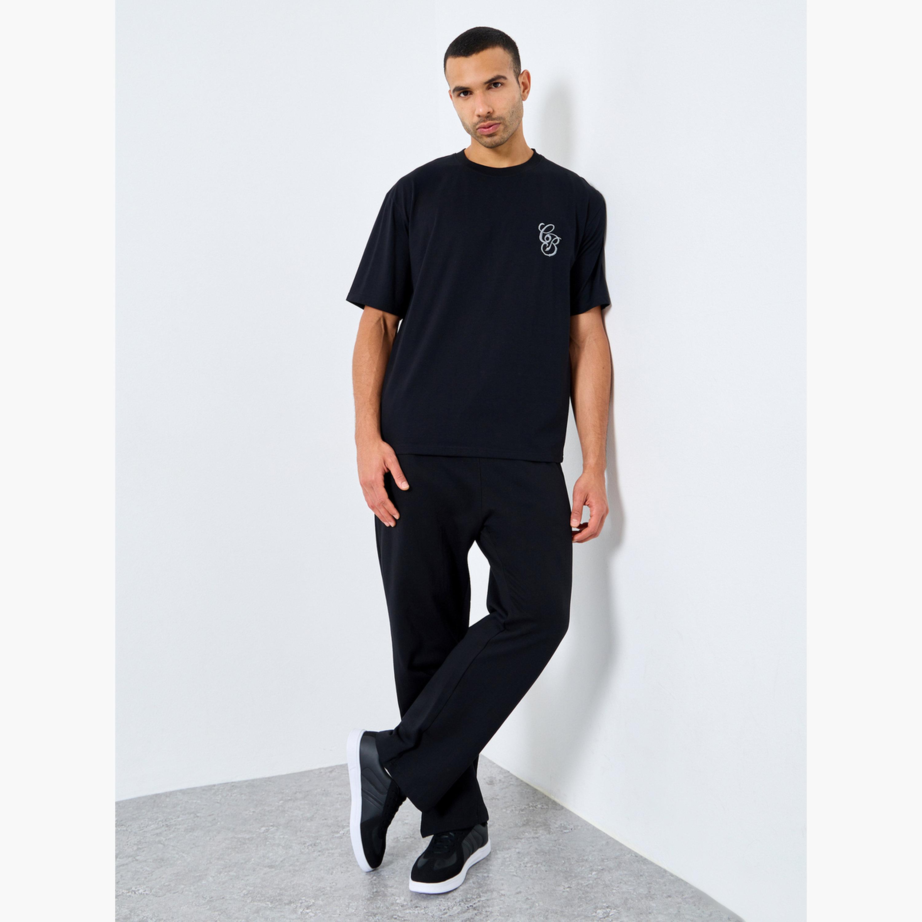 Styli Men Black Embroidered Back Crew Neck T-Shirt-men-clothing-tshirtsandpolos-tshirts-image-3
