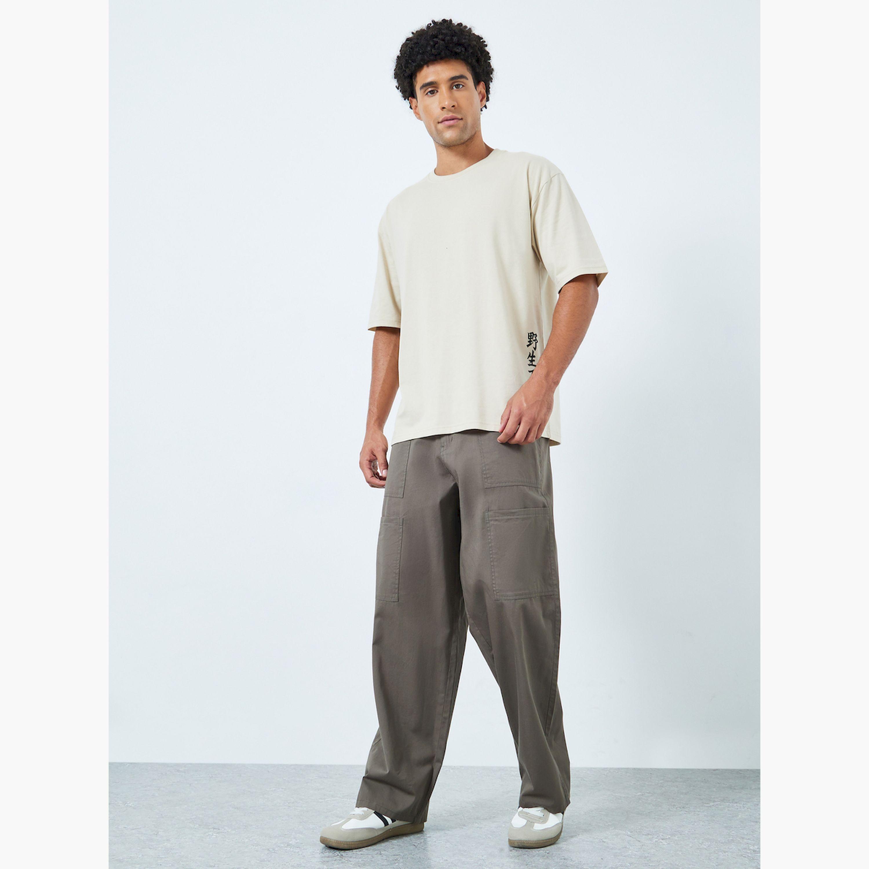 Styli Men Beige Graphic Print Oversized Jersey T-Shirt-men-clothing-tshirtsandpolos-tshirts-image-2