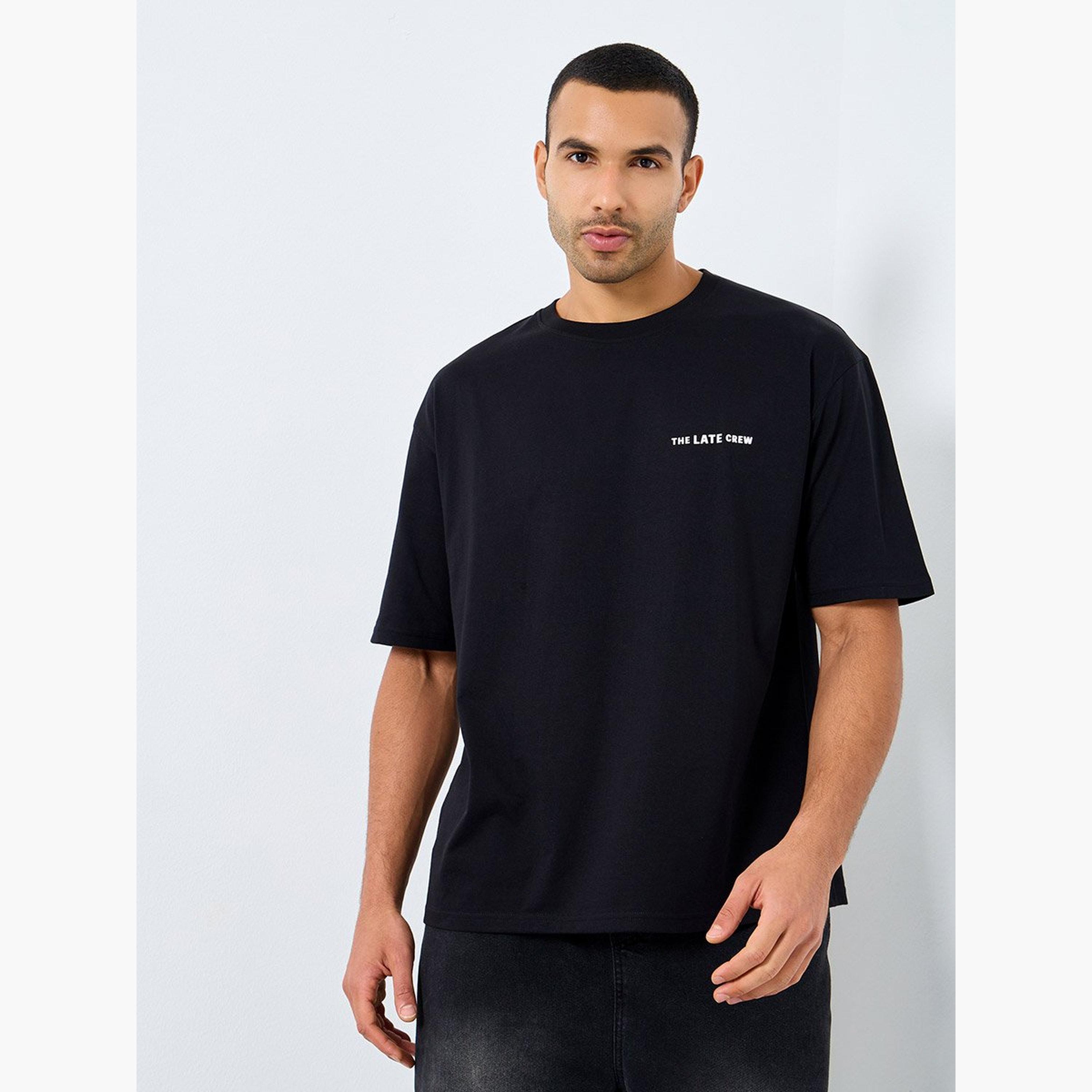 Styli Men Black Oversized Printed Jersey T-Shirt-men-clothing-tshirtsandpolos-tshirts-image-1