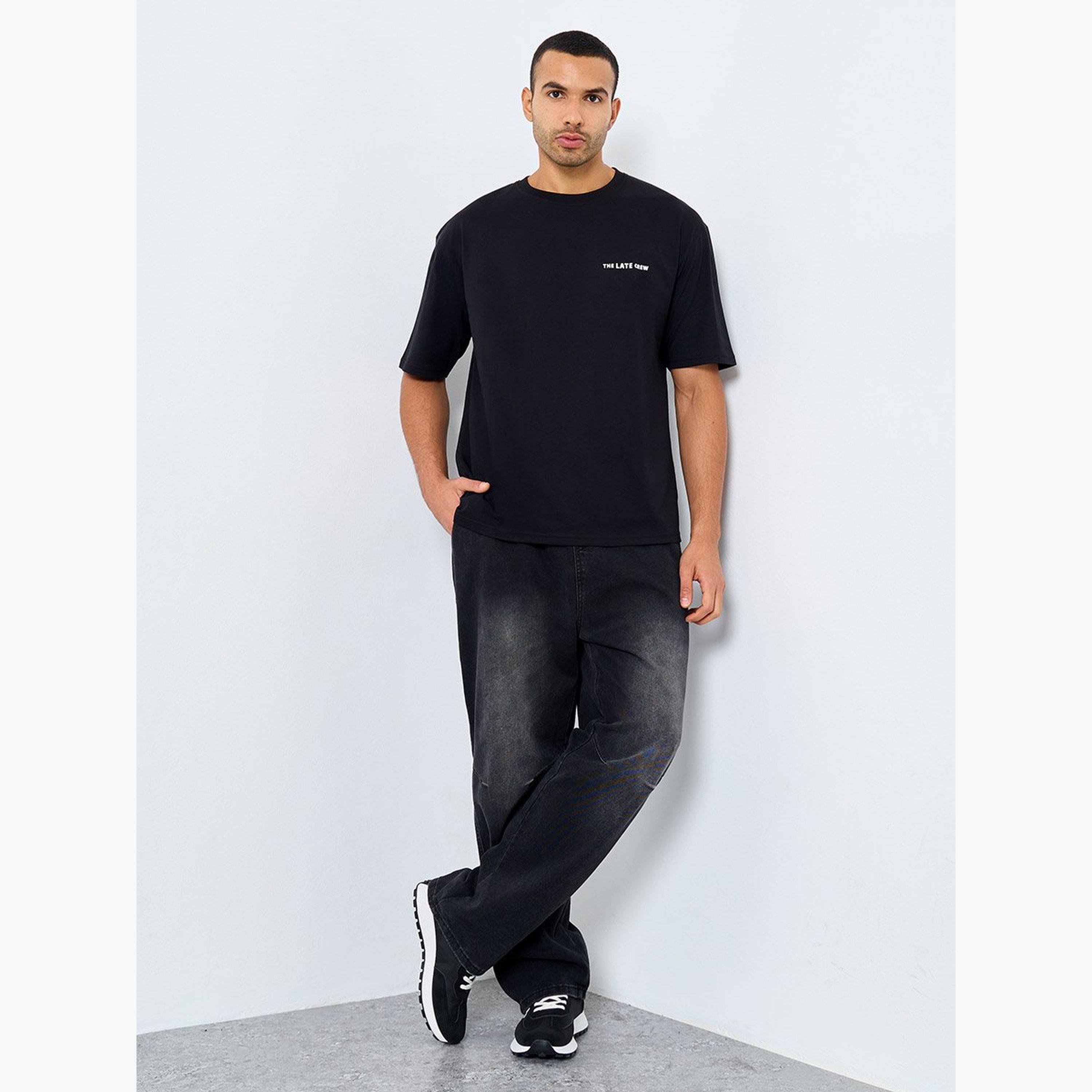 Styli Men Black Oversized Printed Jersey T-Shirt-men-clothing-tshirtsandpolos-tshirts-image-3