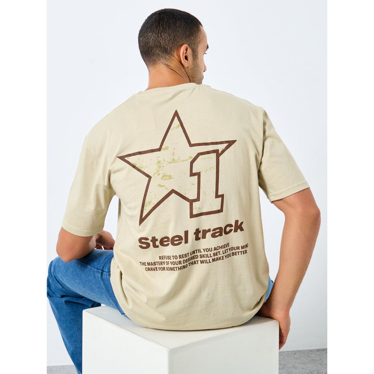 Styli Men Khaki Oversized Printed Jersey T-Shirt-men-clothing-tshirtsandpolos-tshirts-image-1