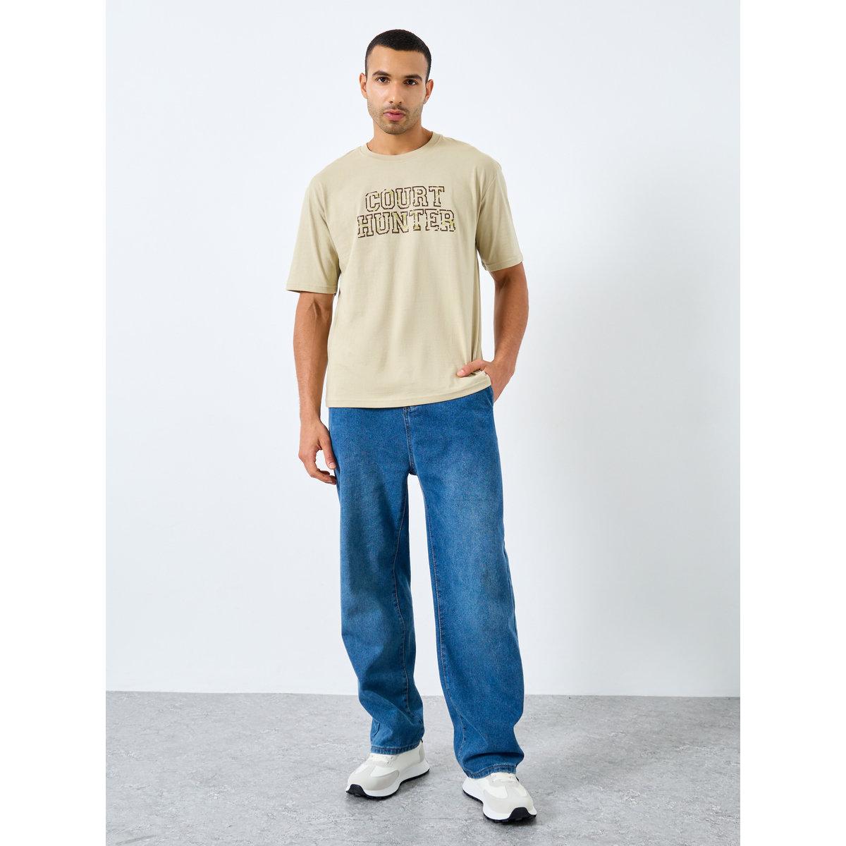 Styli Men Khaki Oversized Printed Jersey T-Shirt-men-clothing-tshirtsandpolos-tshirts-image-3