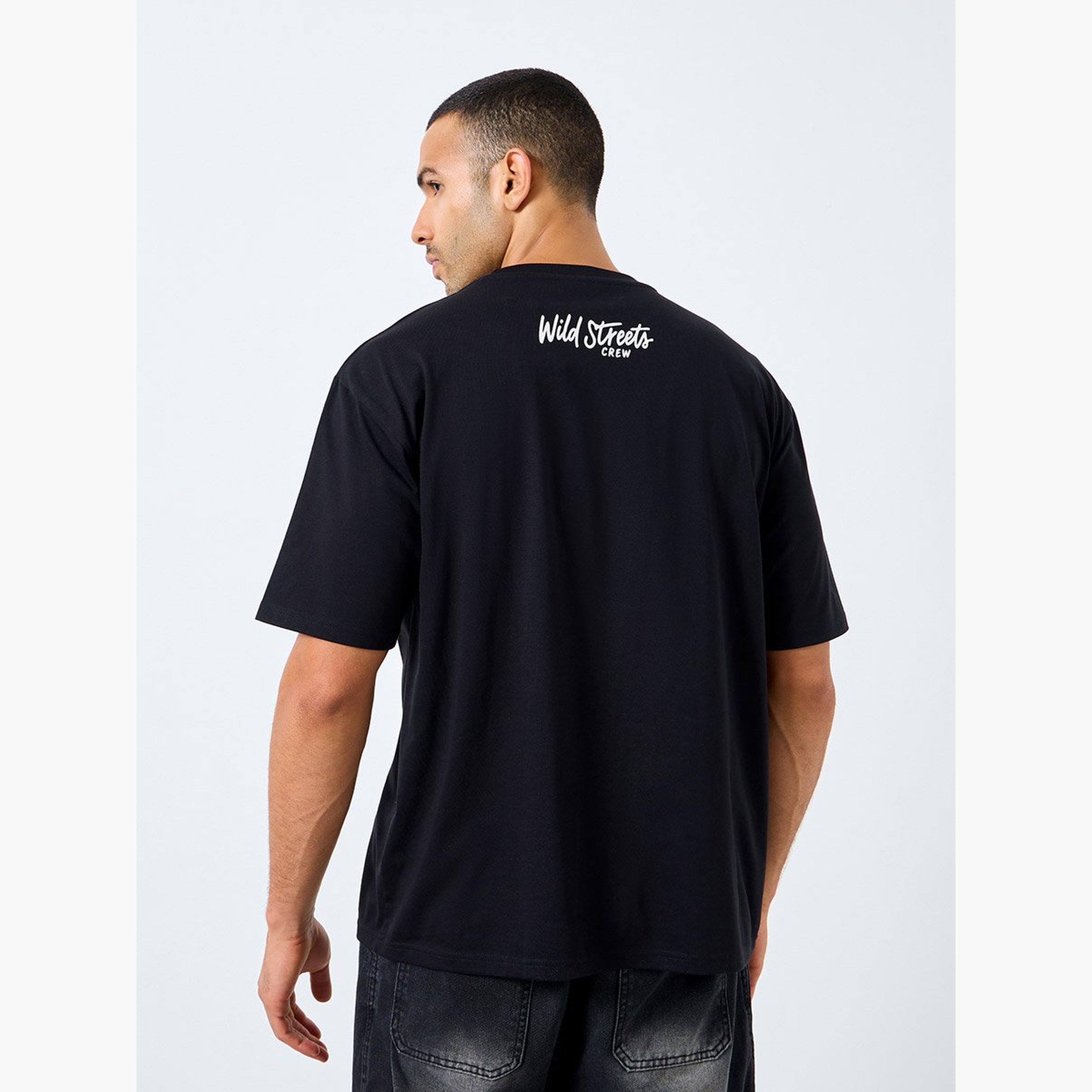 Styli Men Black Oversized Graphic Print Jersey T-Shirt-men-clothing-tshirtsandpolos-tshirts-image-4