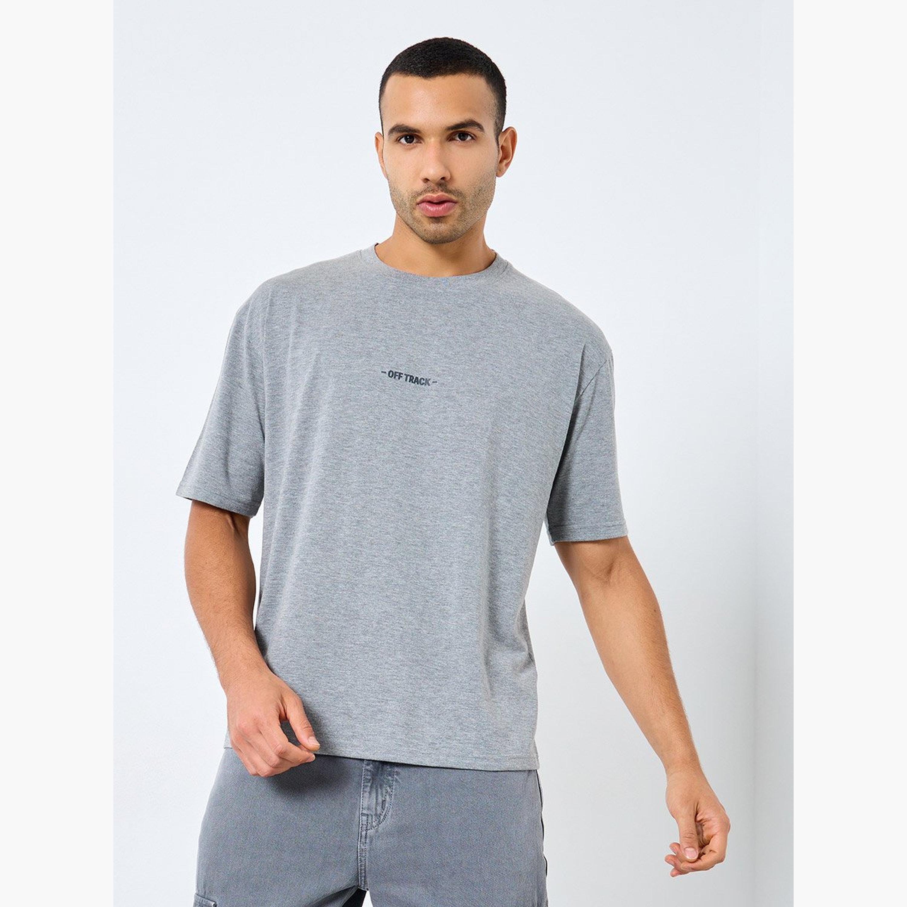 ستايلي - تي شيرت جيرسي للرجال رمادي اللون بطباعة شعار مقاس كبير-men-clothing-tshirtsandpolos-tshirts-image-1