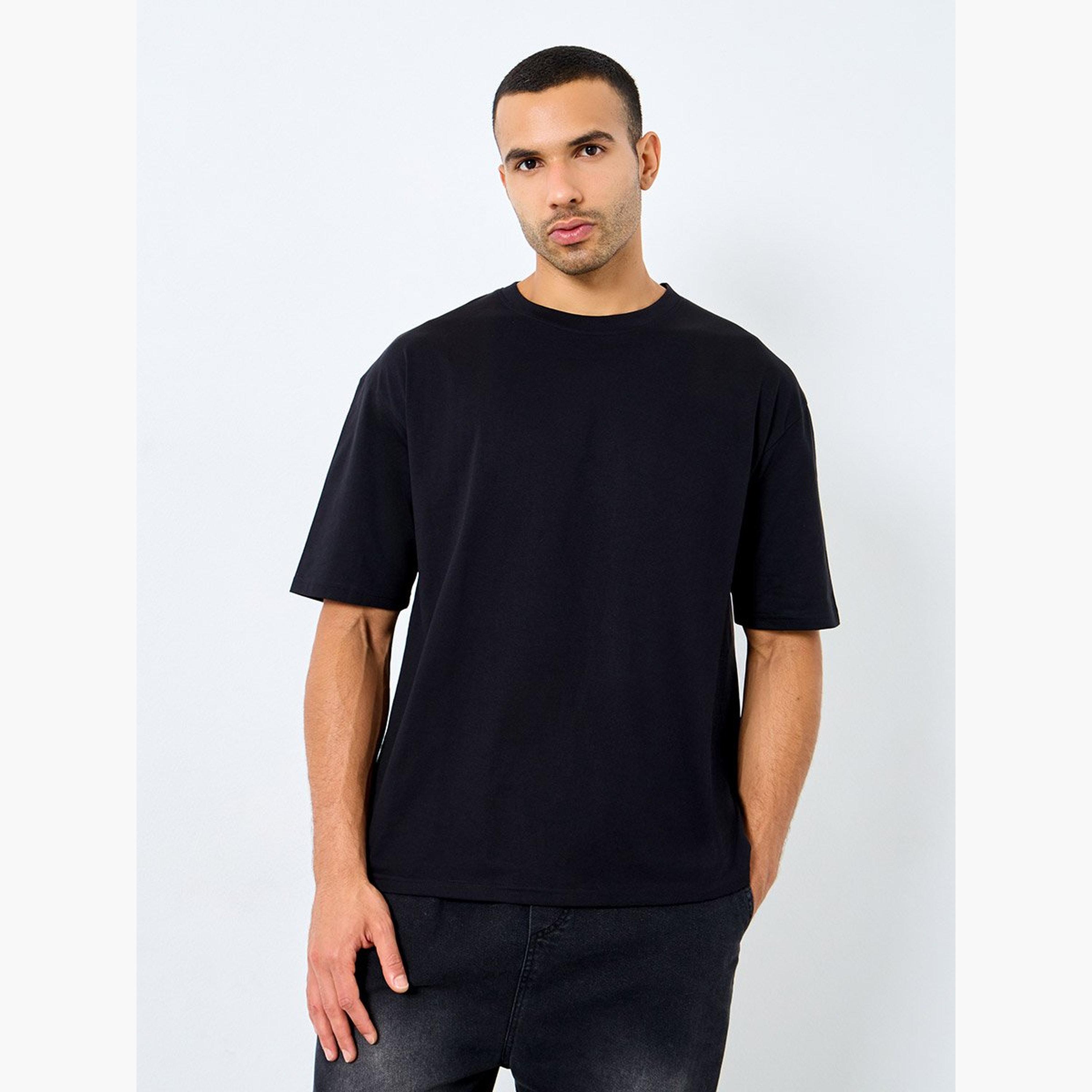 Styli Men Black Text Printed Oversized Jersey T-Shirt-men-clothing-tshirtsandpolos-tshirts-image-1